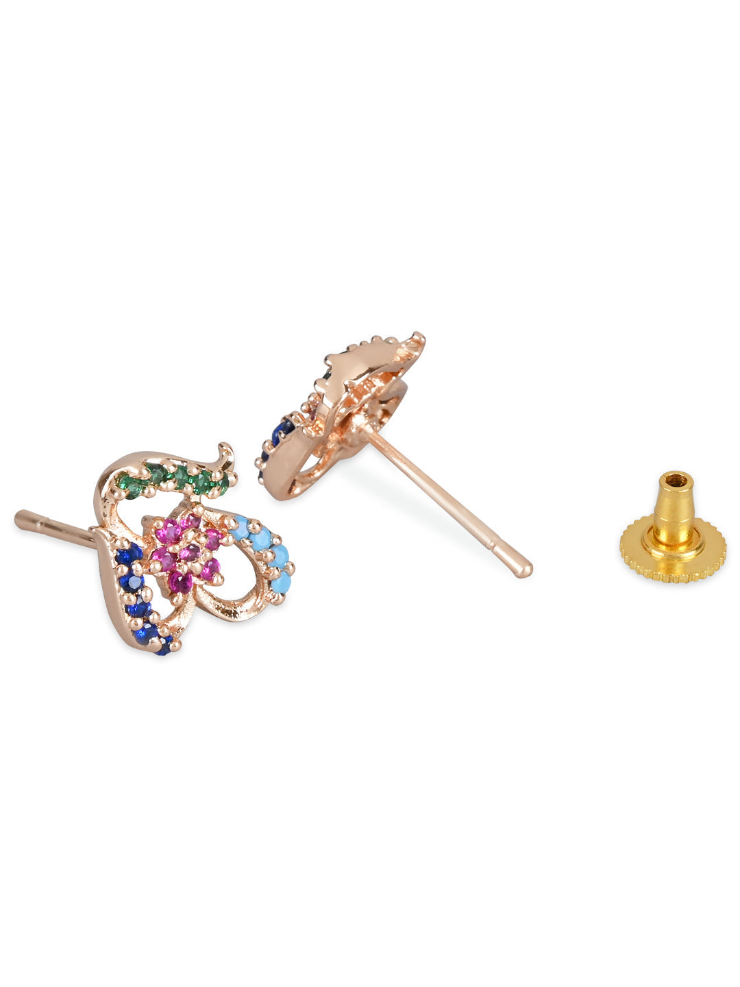 Women's Silver Plated Glittering Crystal Ad Stone Studs Earrings (E3071Zg)