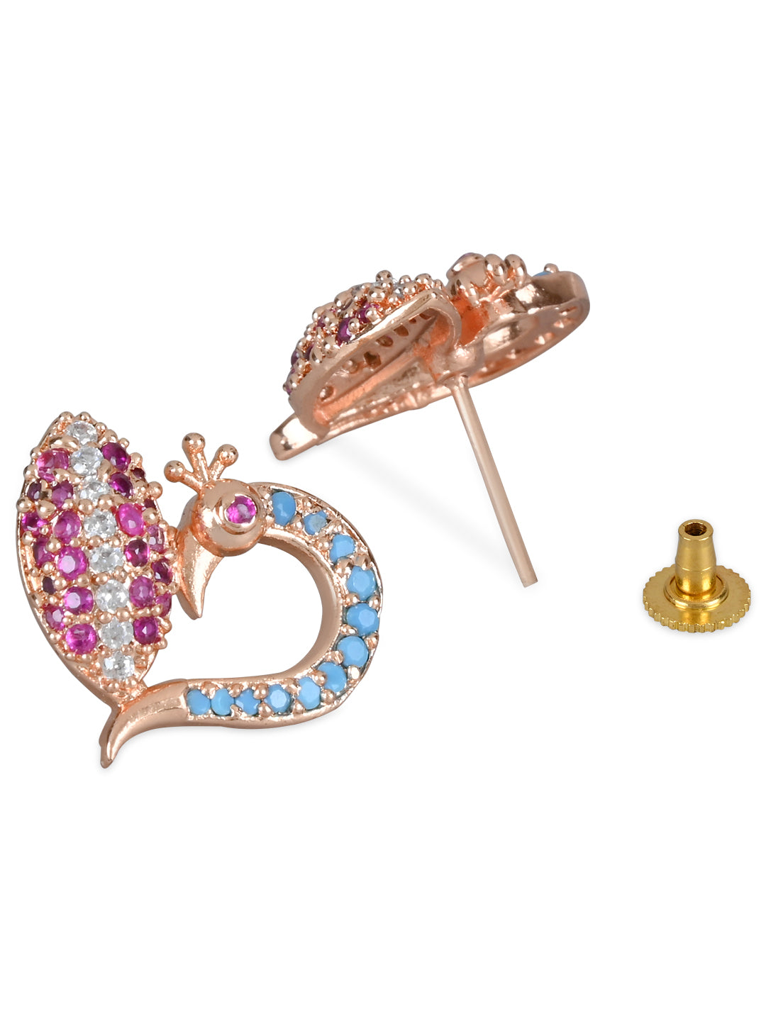 Women's Silver Plated Glittering Crystal Ad Stone Studs Earrings (E3071Zg)