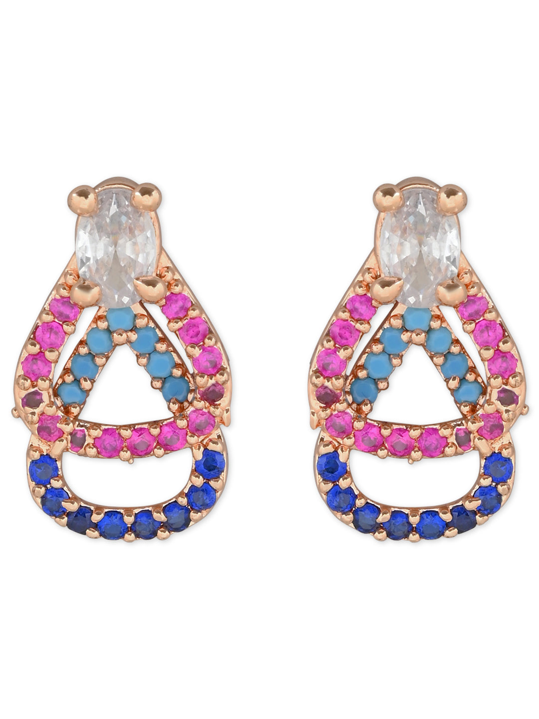 Women's Silver Plated Glittering Crystal Ad Stone Studs Earrings (E3071Zg)