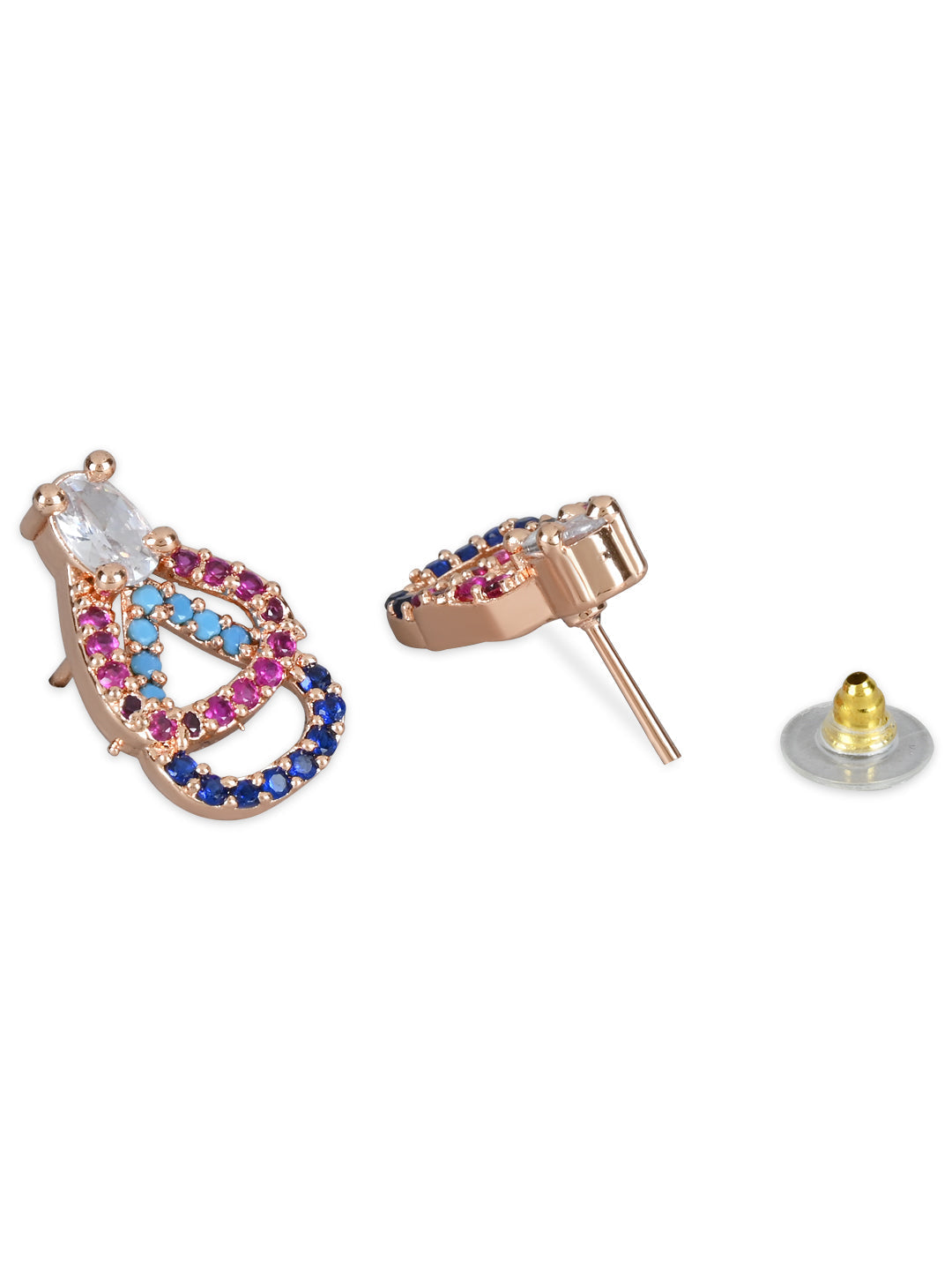 Women's Silver Plated Glittering Crystal Ad Stone Studs Earrings (E3071Zg)