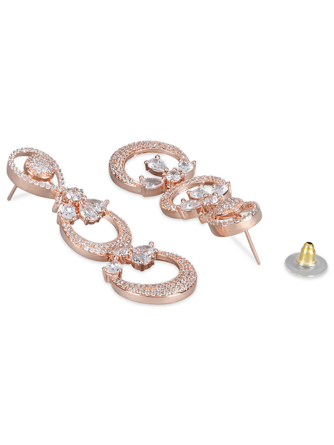 Women's Silver Plated Glittering Crystal Ad Stone Studs Earrings (E3071Zg)