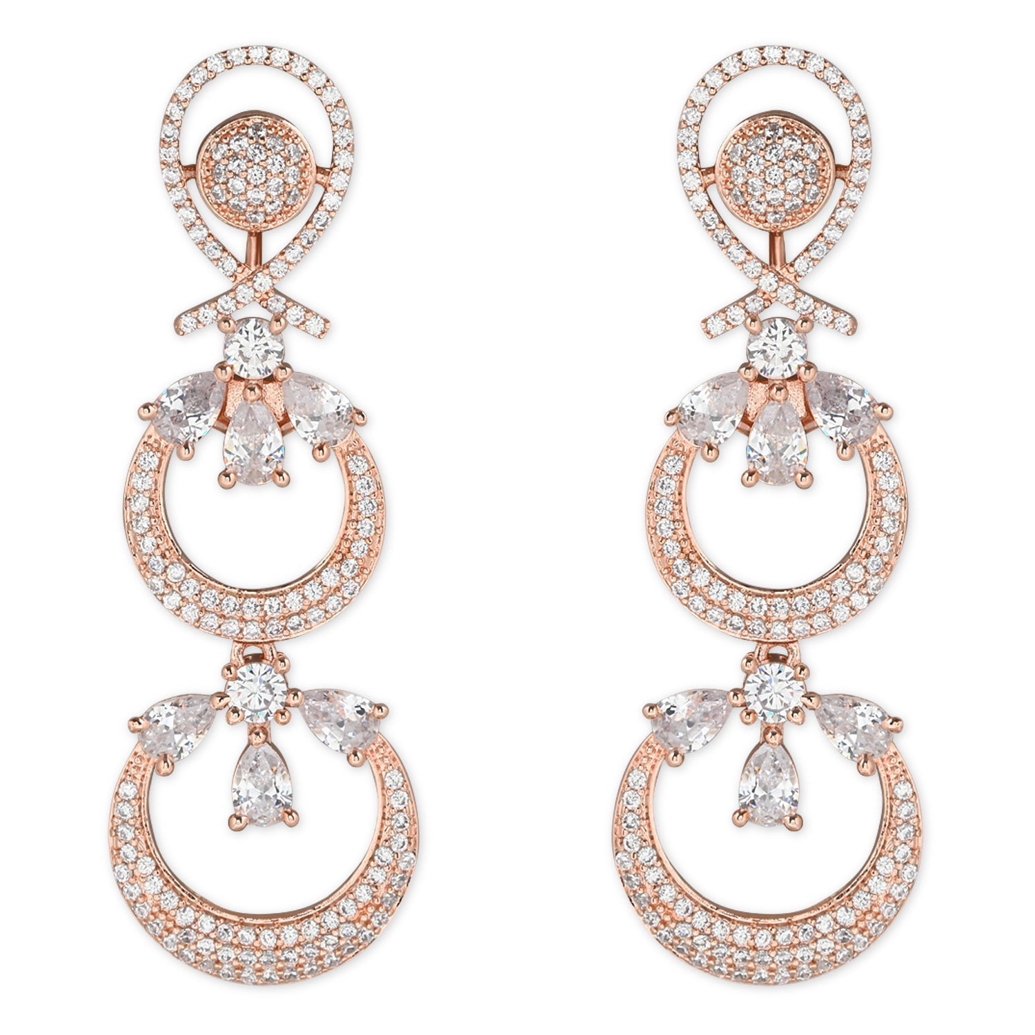 Women's Silver Plated Glittering Crystal Ad Stone Studs Earrings (E3071Zg)