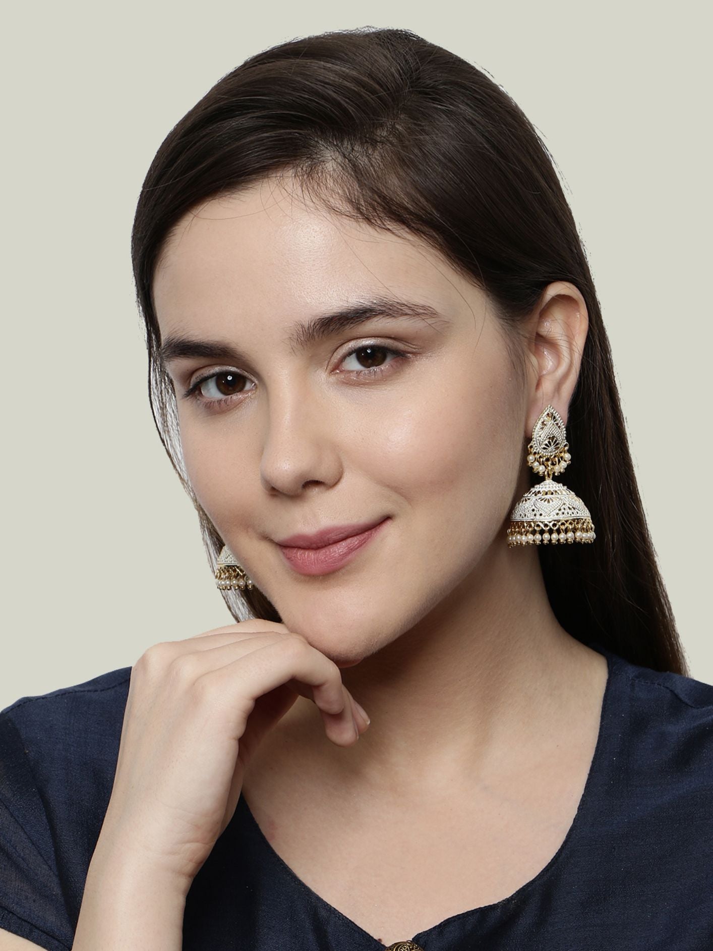 Women's Classic Designed Gold Plated Enamelled Jhumka Earrings For - Anikas Creation