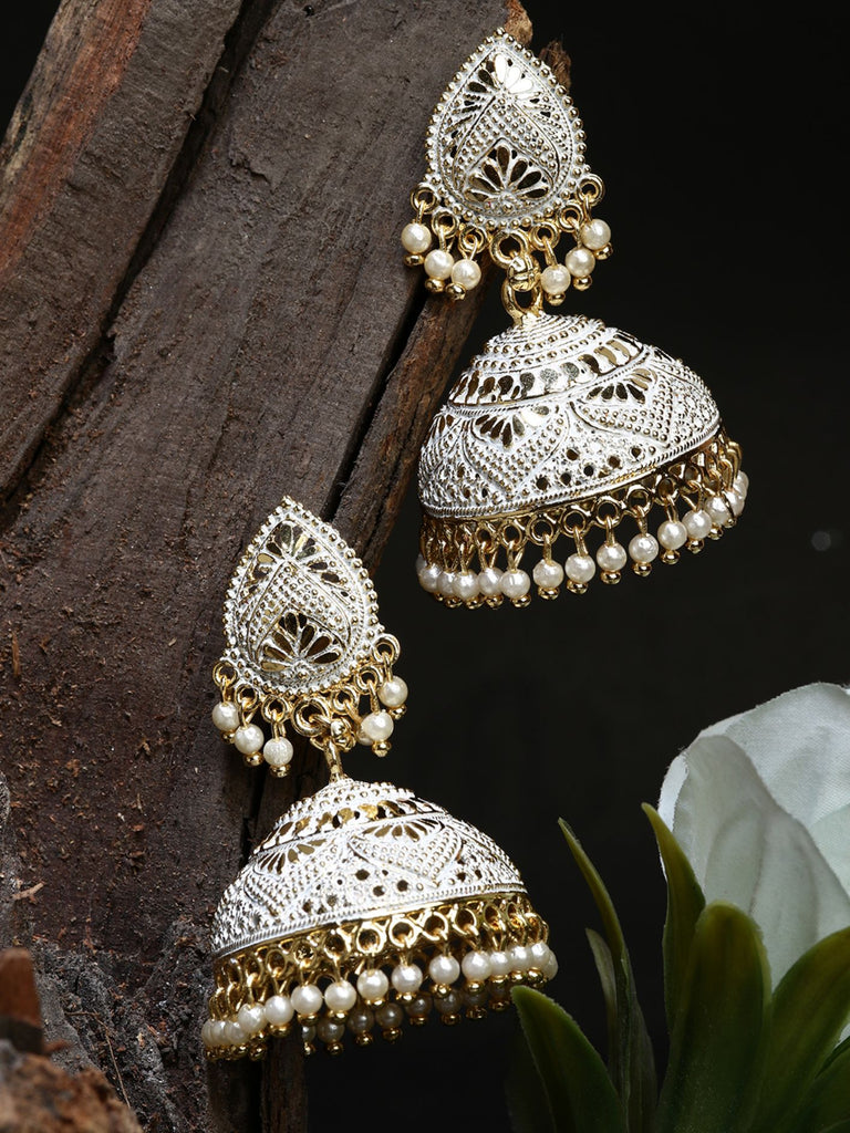Women's Classic Designed Gold Plated Enamelled Jhumka Earrings For