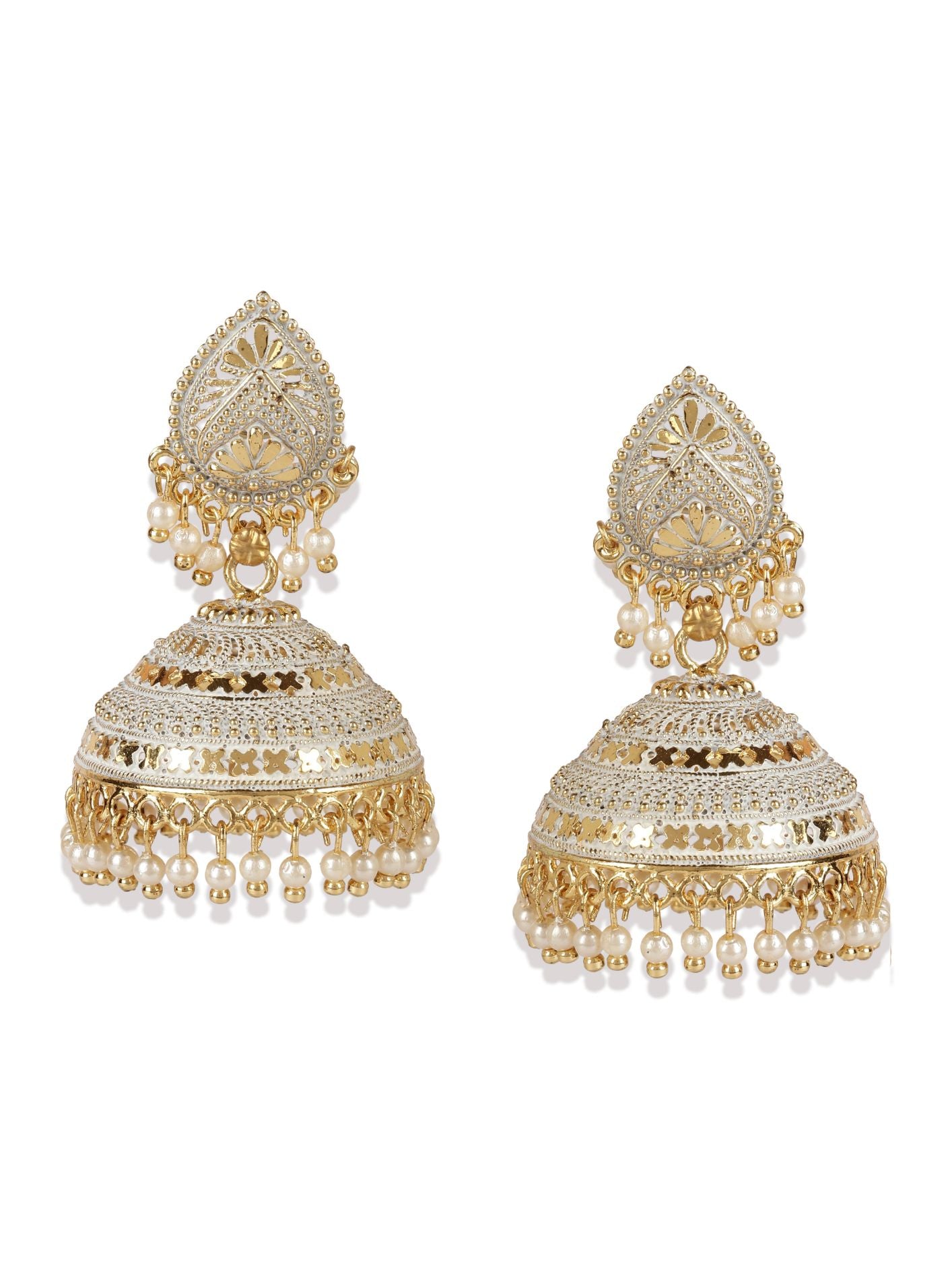 Women's Classic Designed Gold Plated Enamelled Jhumka Earrings - Anikas Creation