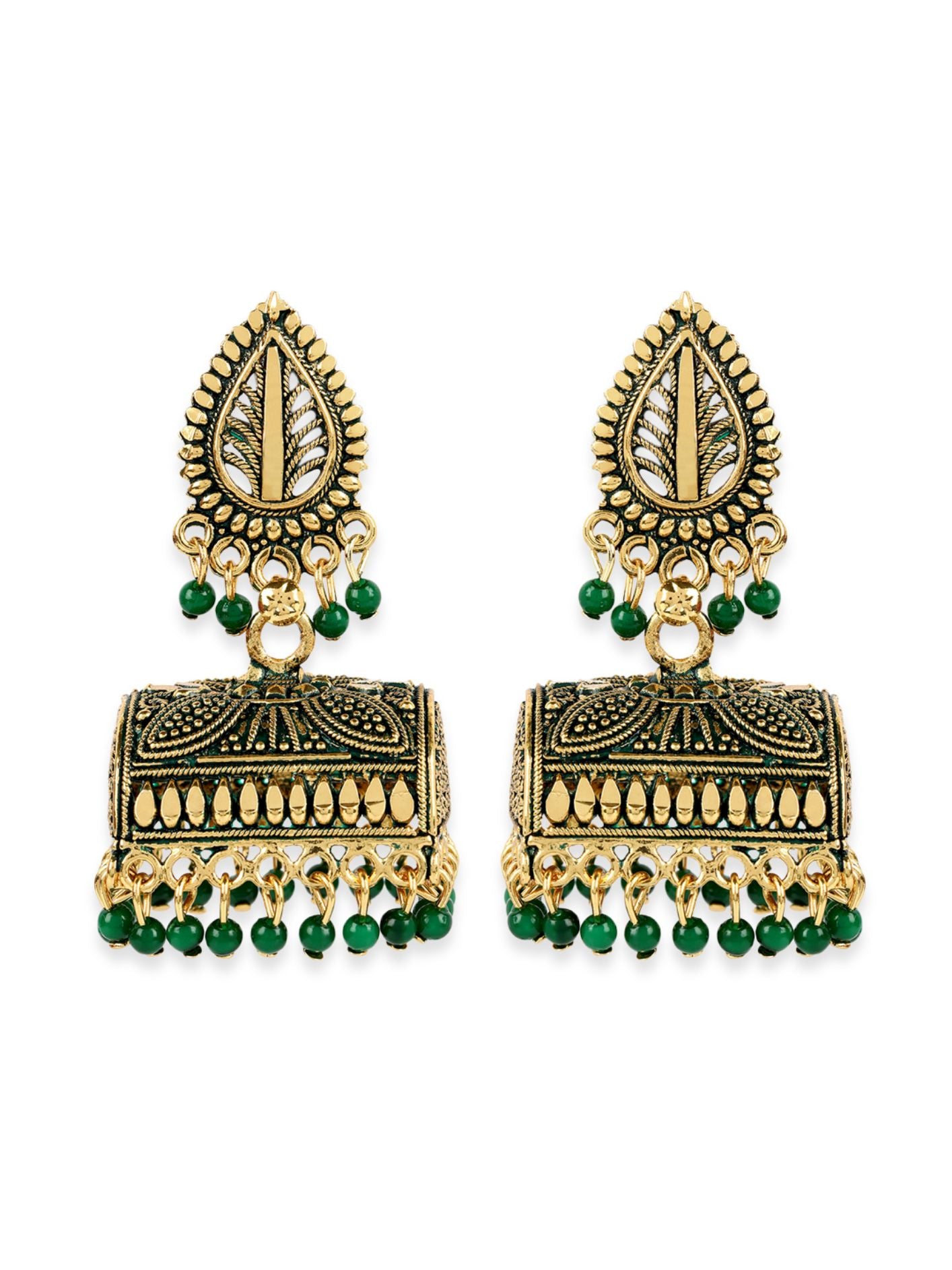 Women's Gold Plated Multicolour Doli Shape Jhumka Earring-Onesize-Green - Anikas Creation