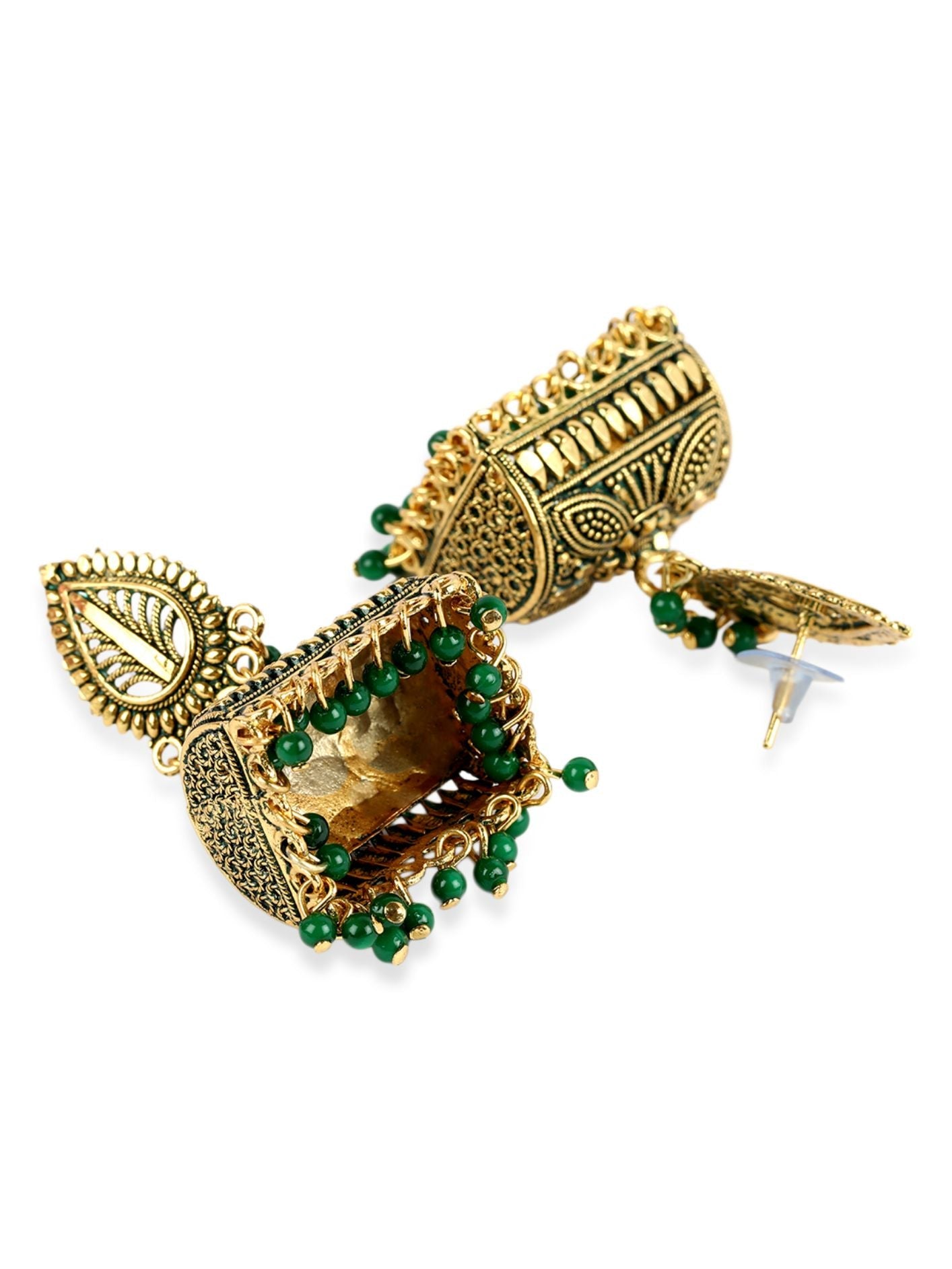 Women's Gold Plated Multicolour Doli Shape Jhumka Earring-Onesize-Green