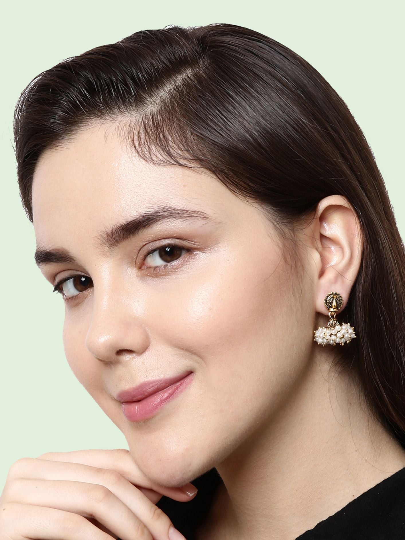 Women's Gold Plated & Off-White Enamelled Peacock Shaped Jhumkas