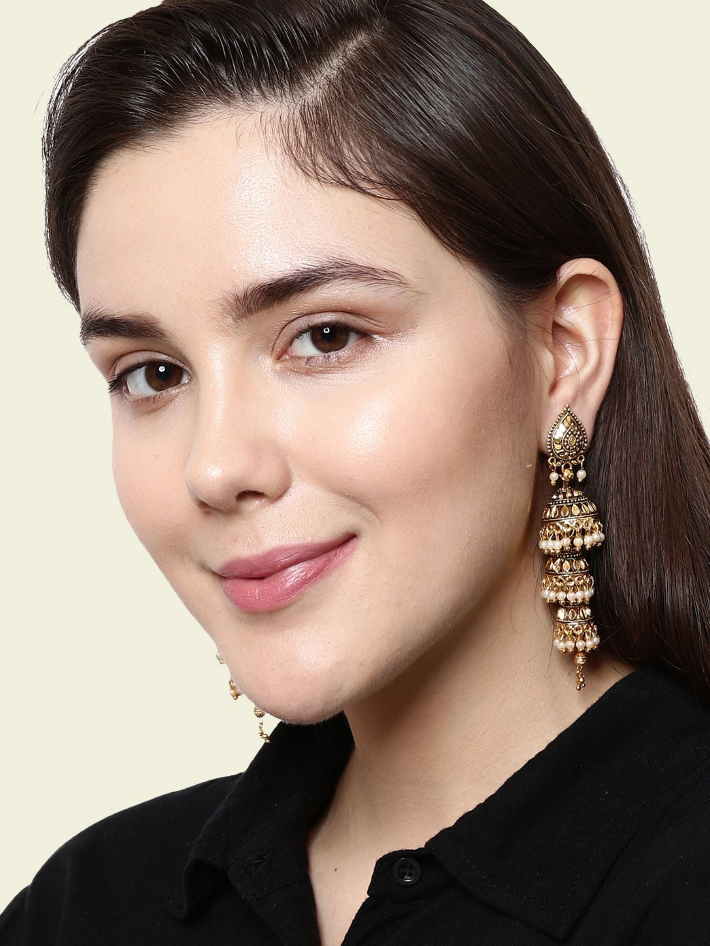 Women's Gold-Plated Enamelled Dome Shaped Jhumkas