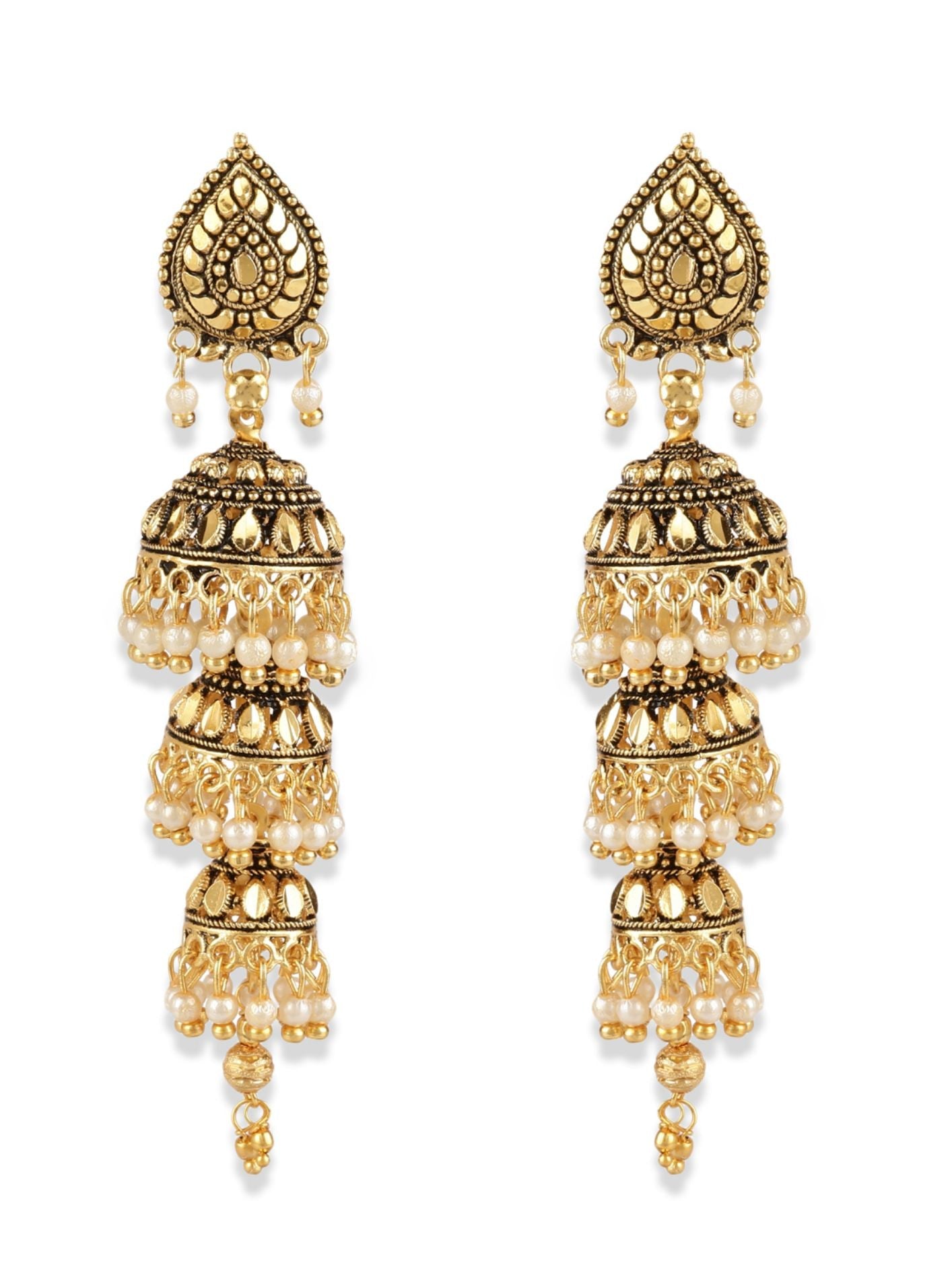Women's Gold-Plated Enamelled Dome Shaped Jhumkas