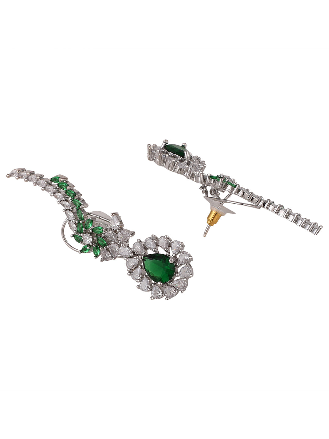 Women's Emerald Green Cresent Look Contemprary American Diamond