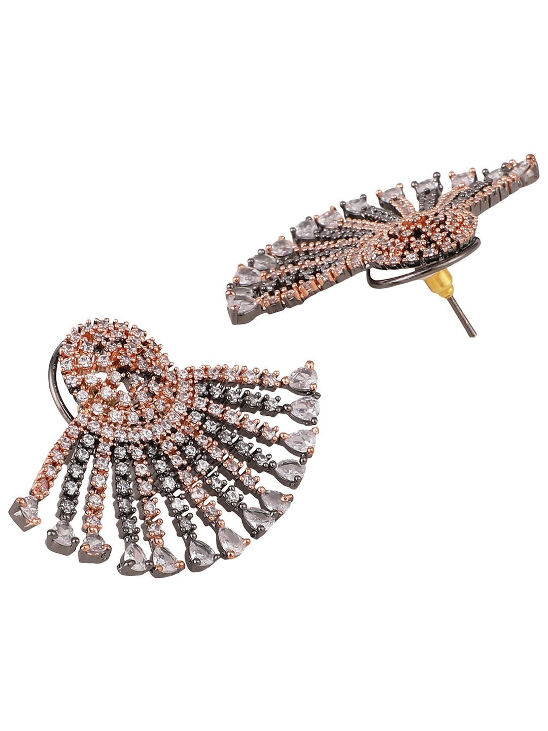Women's Rhodium-Plated AD Studded Oversized Contemporary Drop Earrings