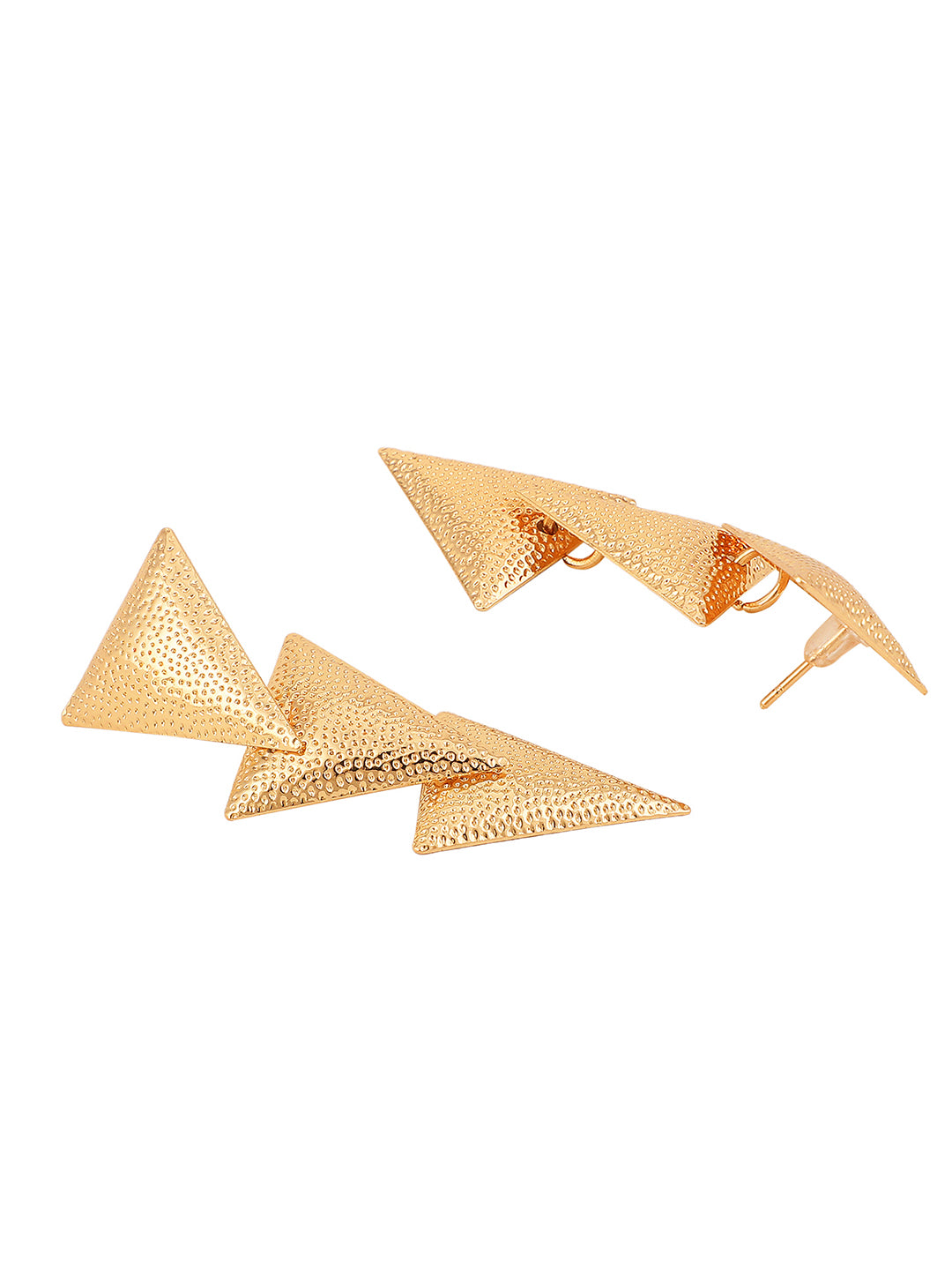 Women's Gold Tone Triangular Shape Vintage Retro Fashion Drop Earrings - Anikas Creation