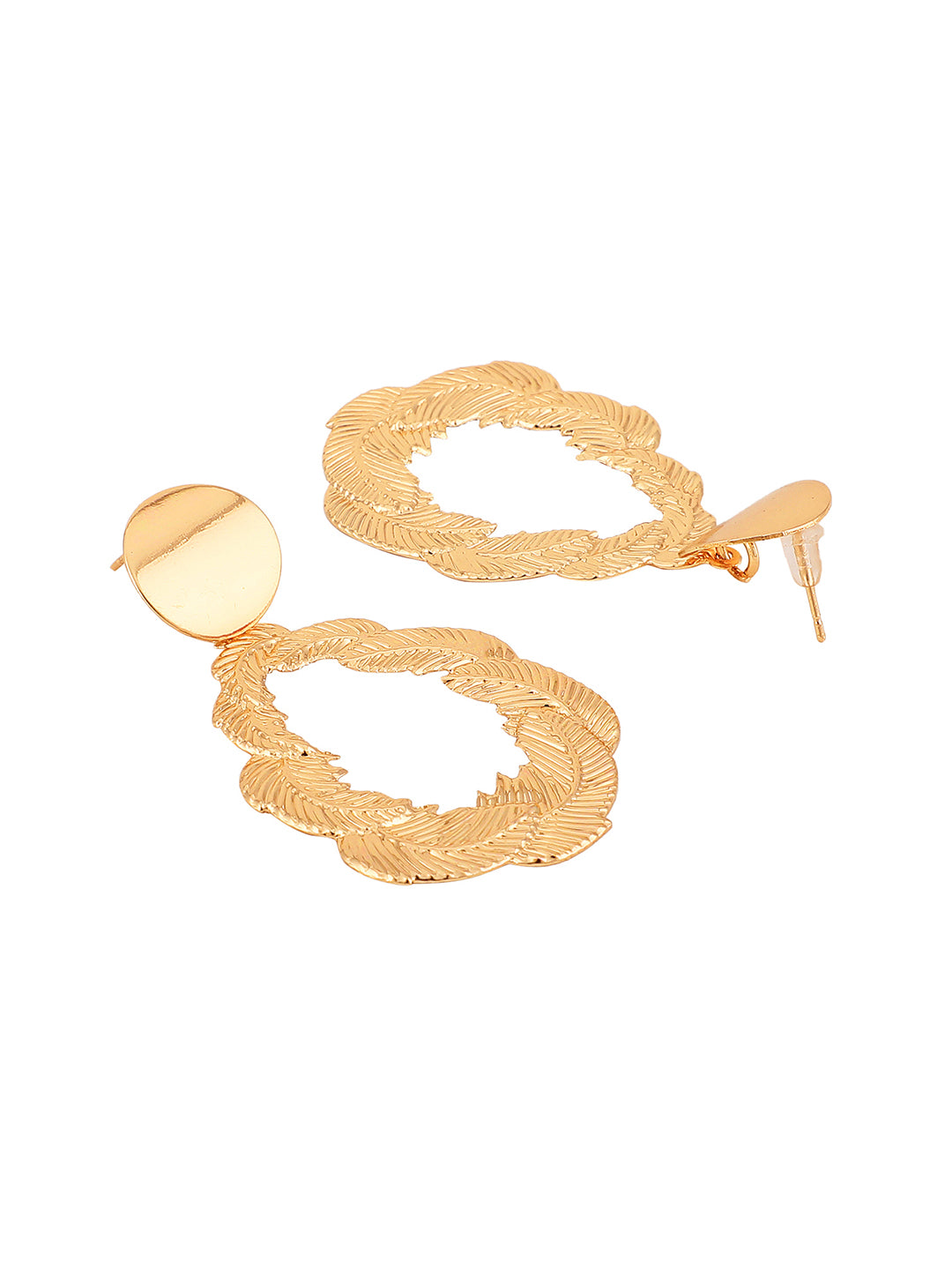 Women's Contemporary Hammered Gold Disc Festive Dangler Earrings - Anikas Creation