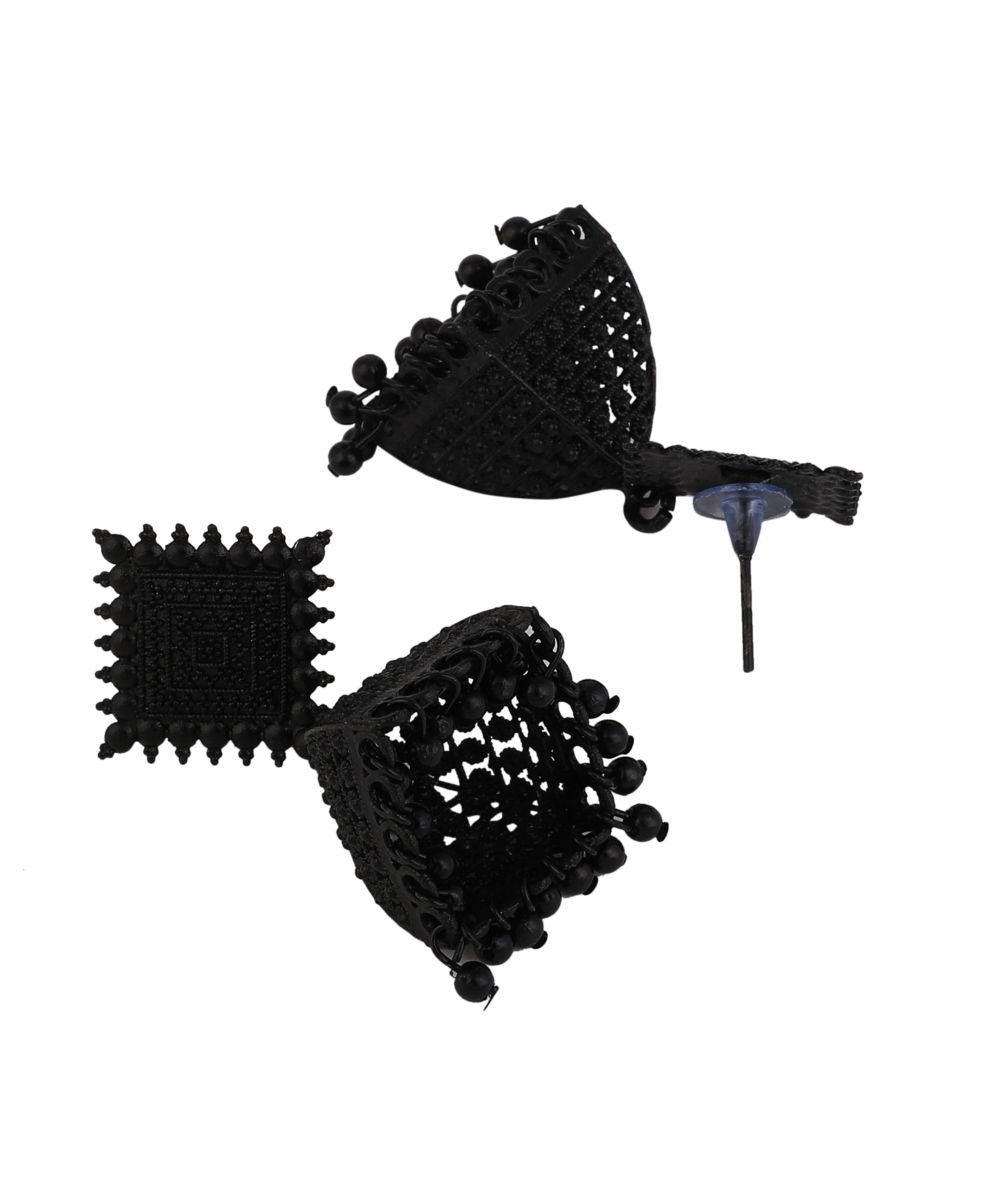 Women's Black Colored Classic Jhumka Earring