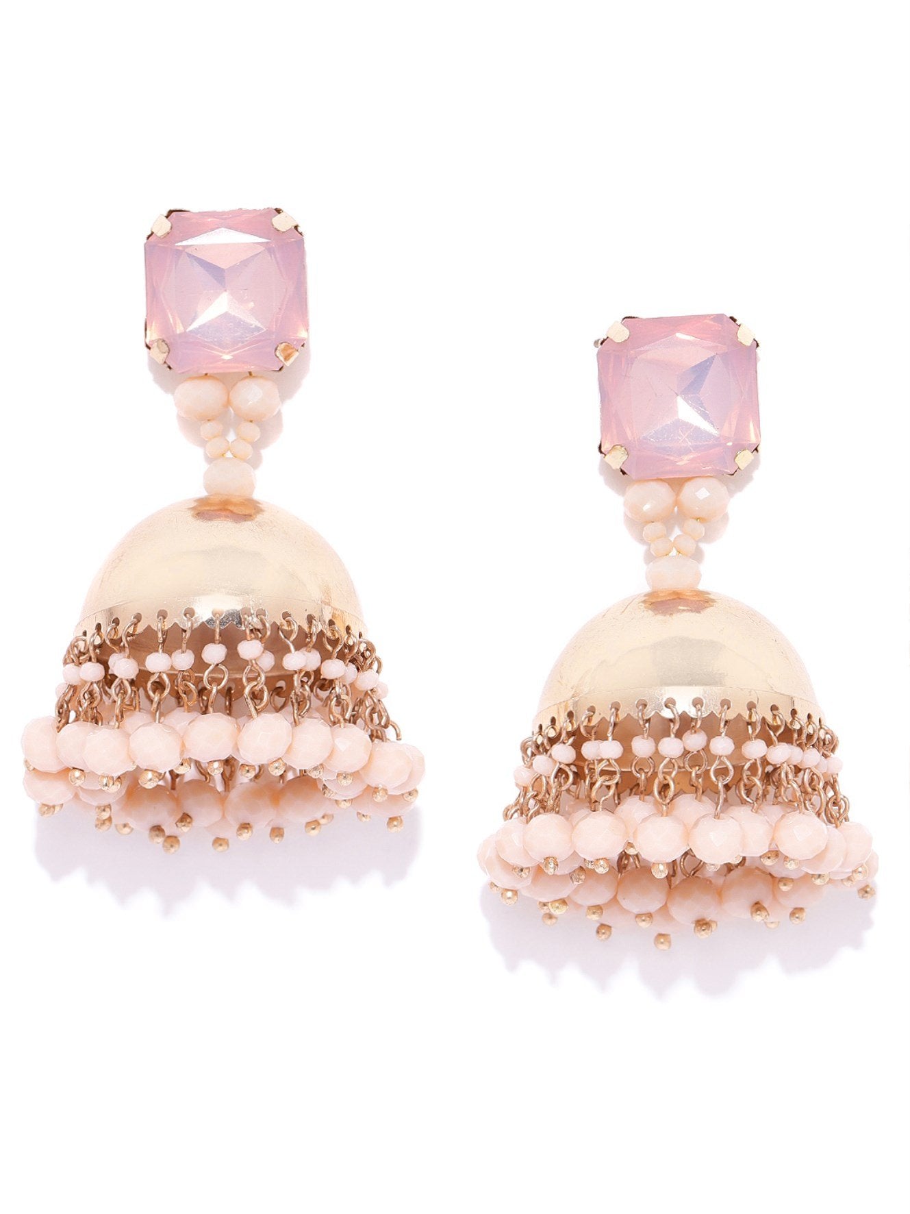 Women's  Antique Stone Studded Double Tone Jhumka style Drop Earrings For Women And Girls