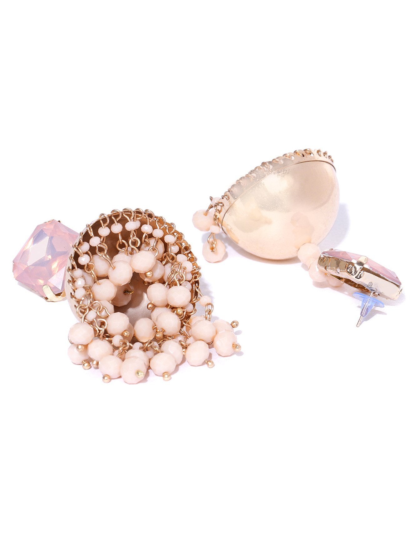 Women's  Antique Stone Studded Double Tone Jhumka style Drop Earrings For Women And Girls