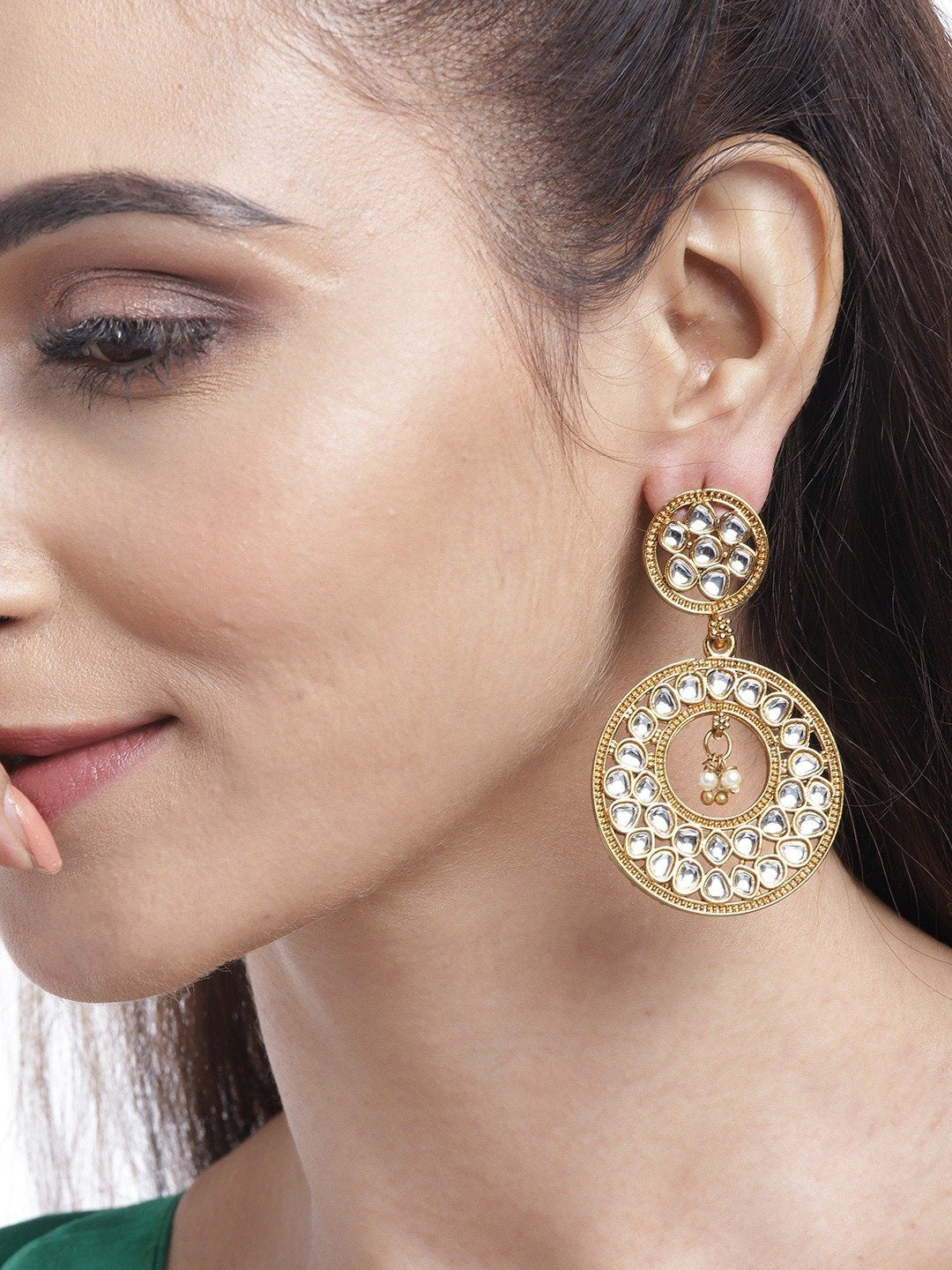 Women's Gold-Plated Kundan Studded Chandbali