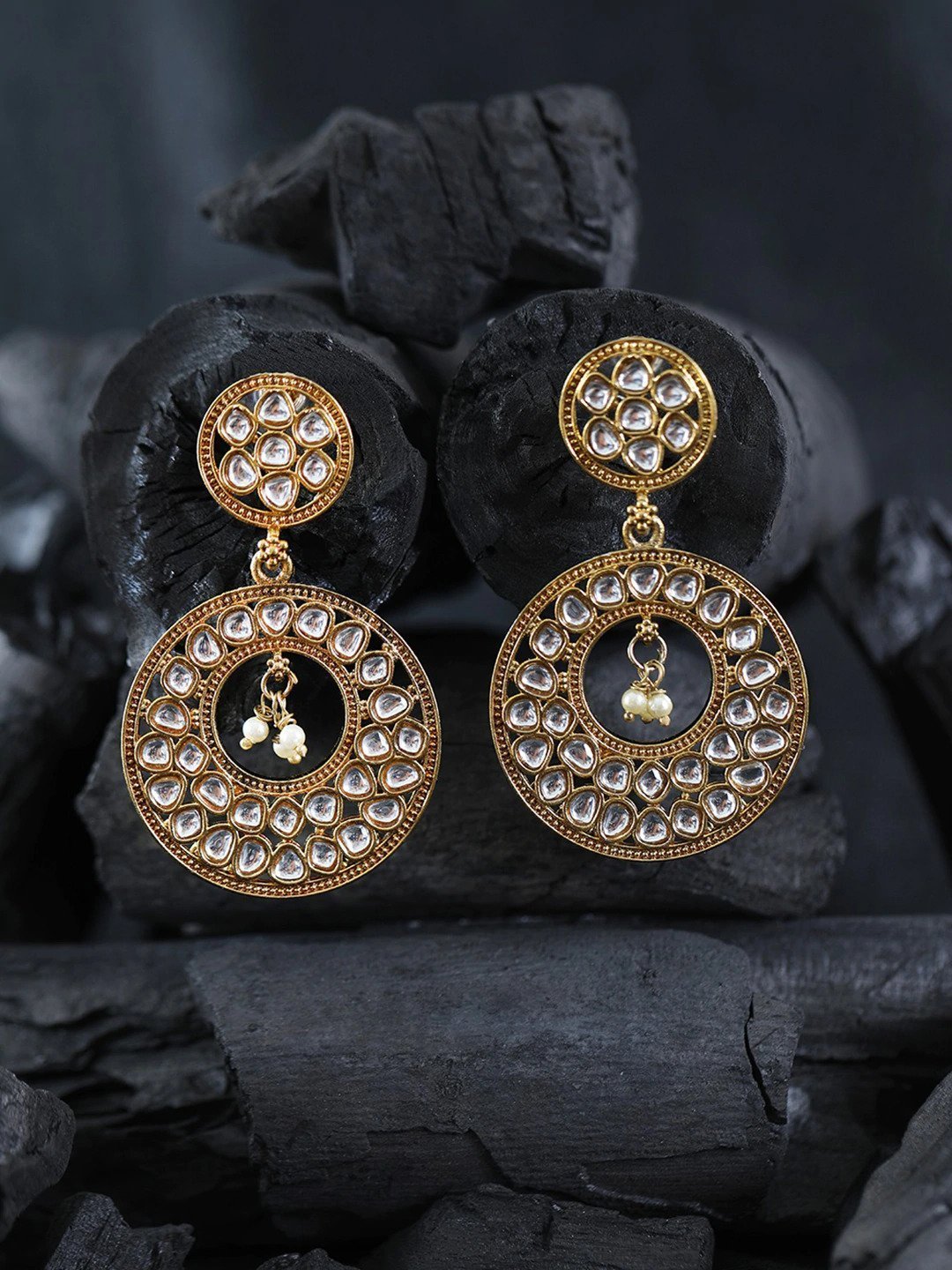 Women's Gold-Plated Kundan Studded Chandbali