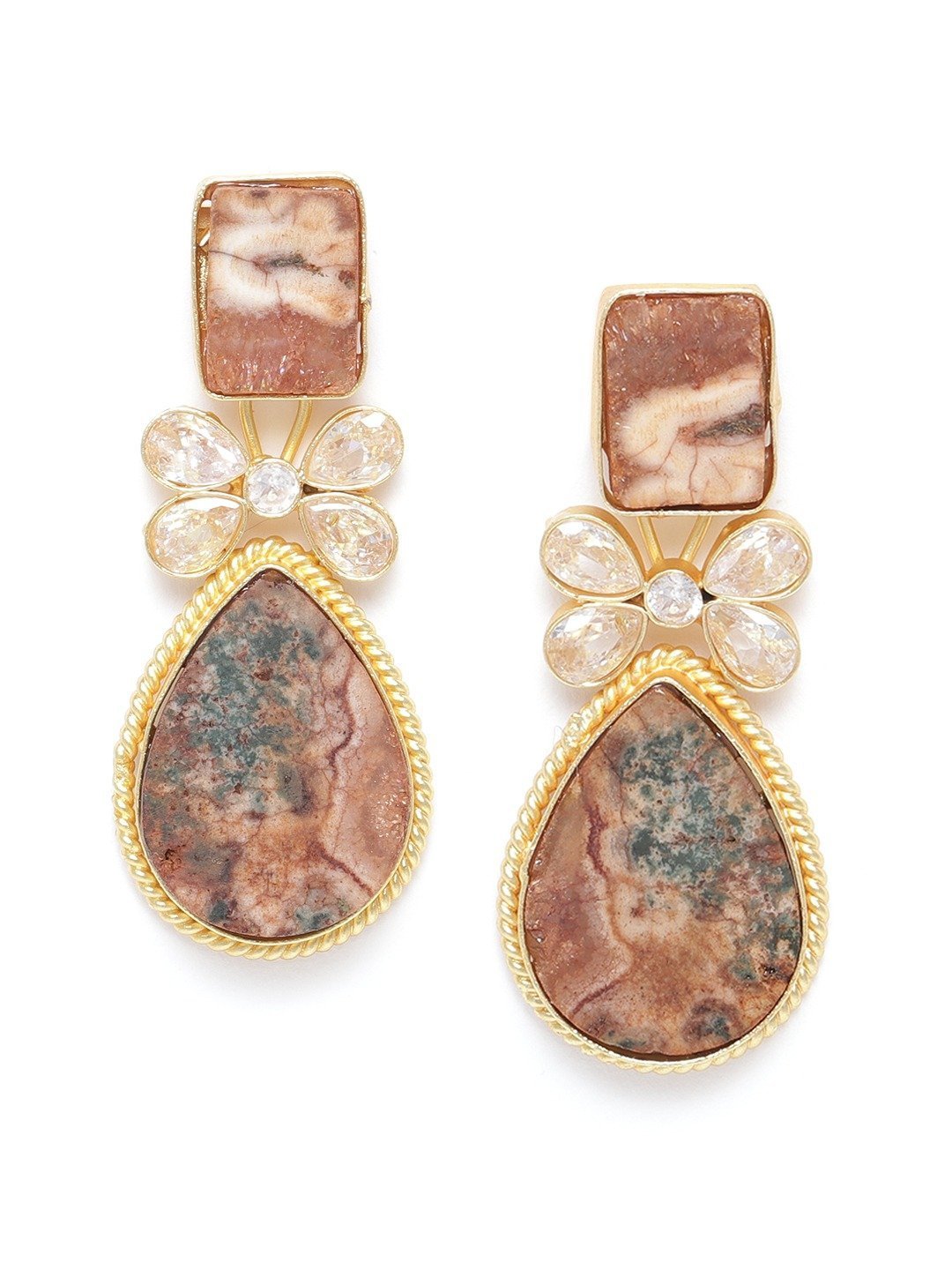 Women's Gold-Plated Stone Studded Drop earings