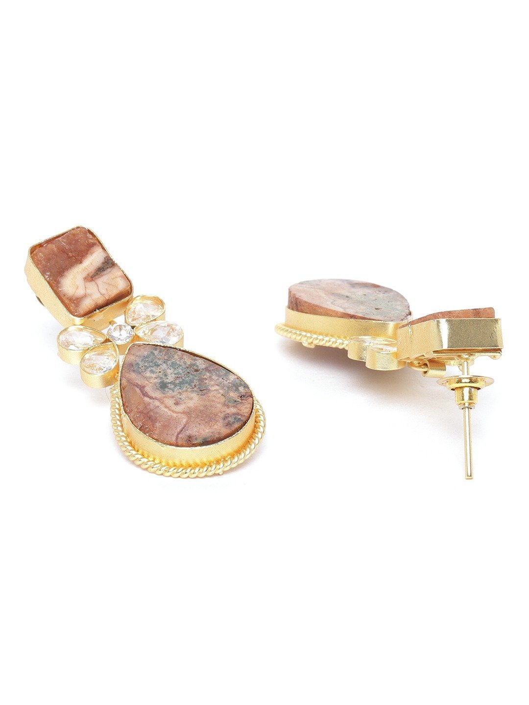 Women's Gold-Plated Stone Studded Drop earings