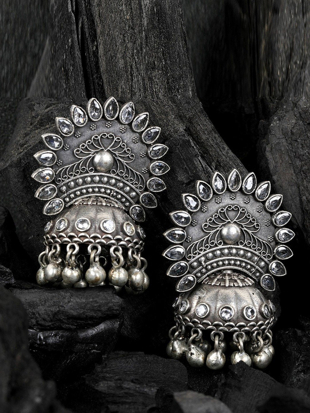 Women's Oxidised Silver-Plated Jhumka
