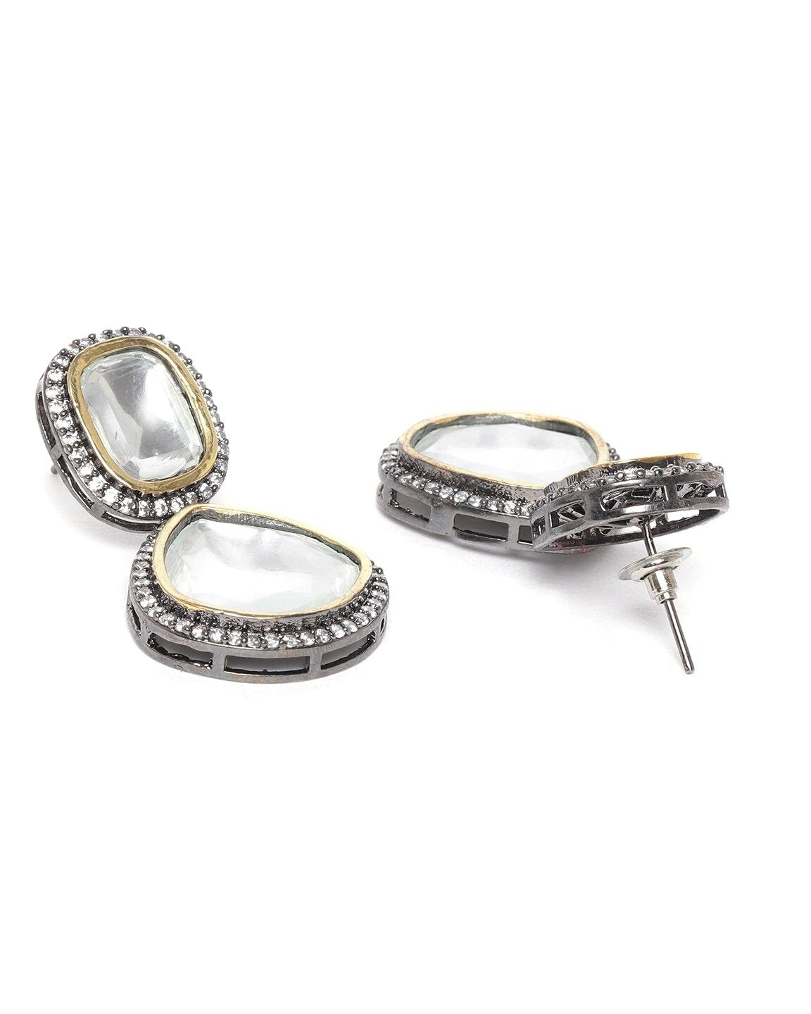 Women's Gold-Plated Kundan and American Diamond Studded studded Drop earrings