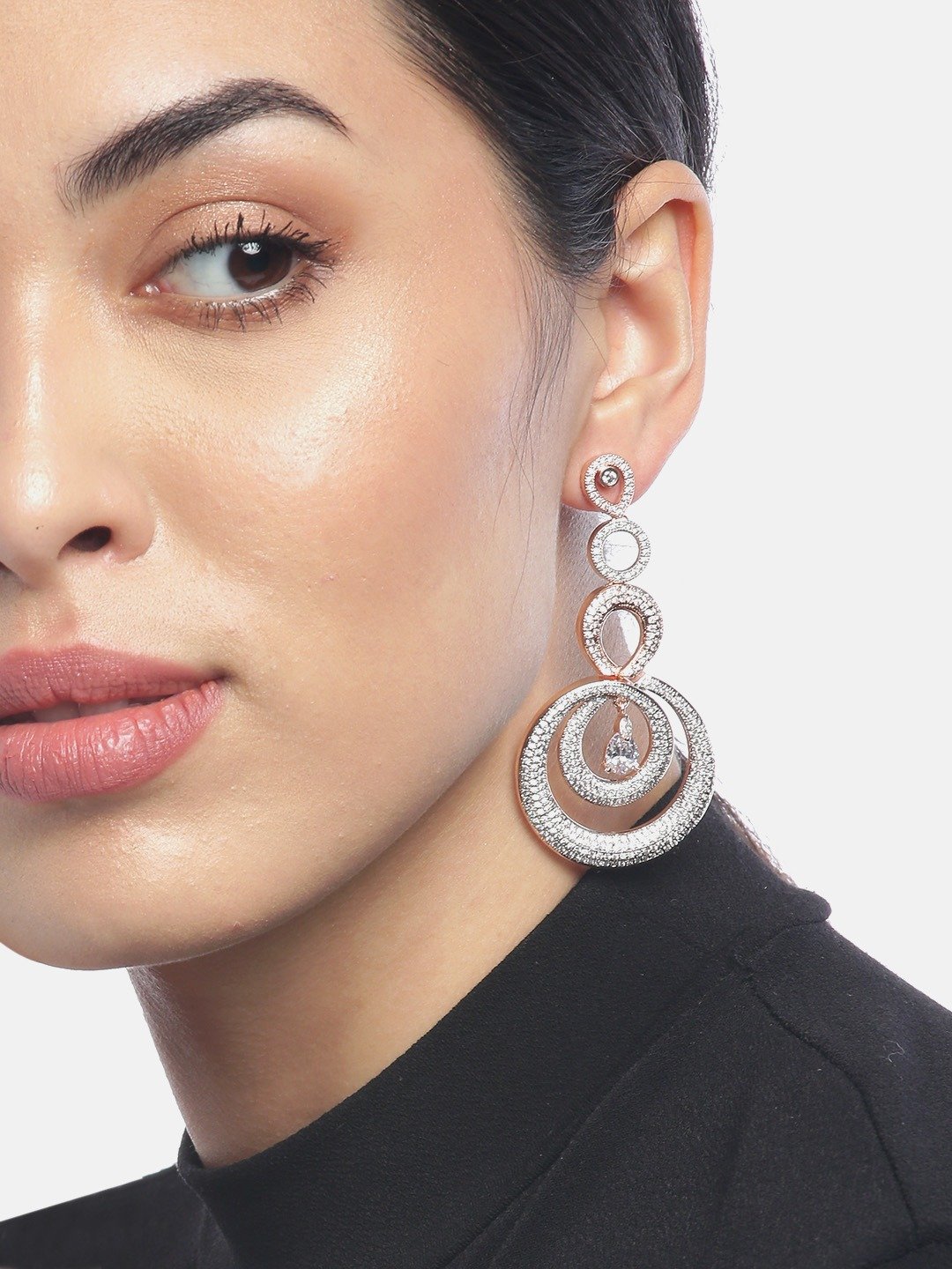 Women's Partywear Rose Gold Plated Drop Earrings