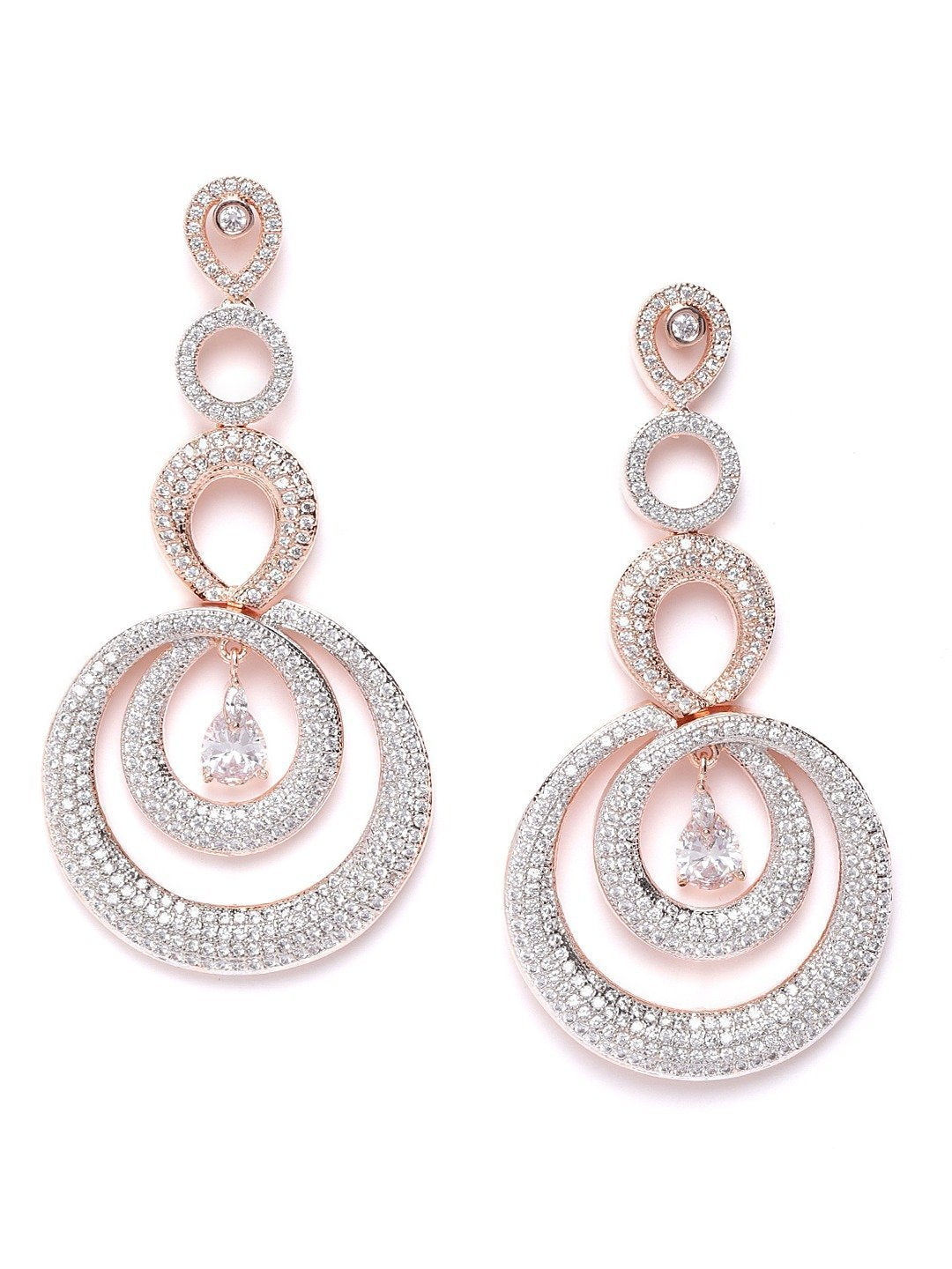 Women's Partywear Rose Gold Plated Drop Earrings