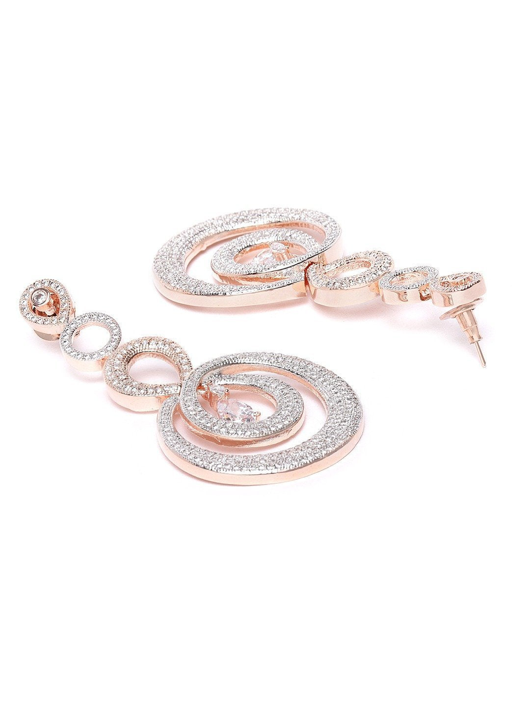 Women's Partywear Rose Gold Plated Drop Earrings