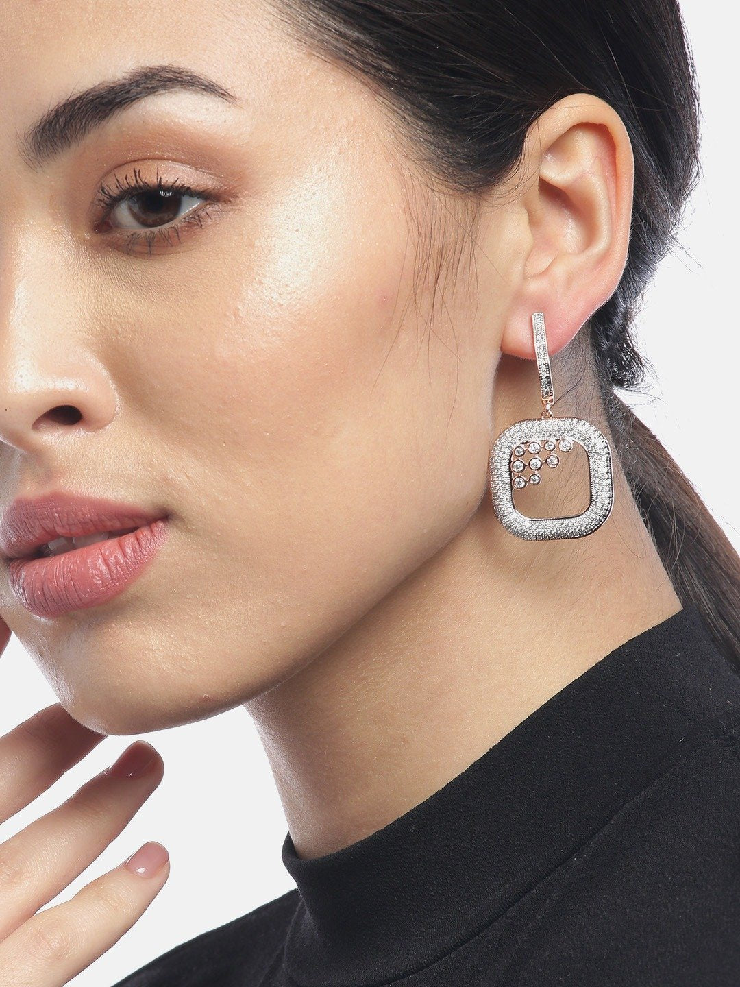 Women's Rose Gold Square Shaped Earrings