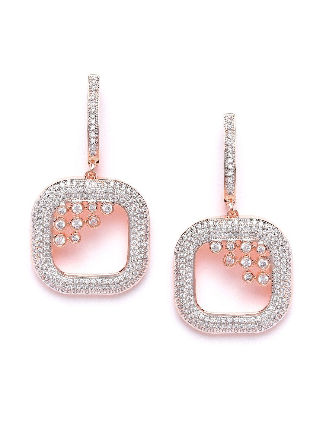Women's Rose Gold Square Shaped Earrings