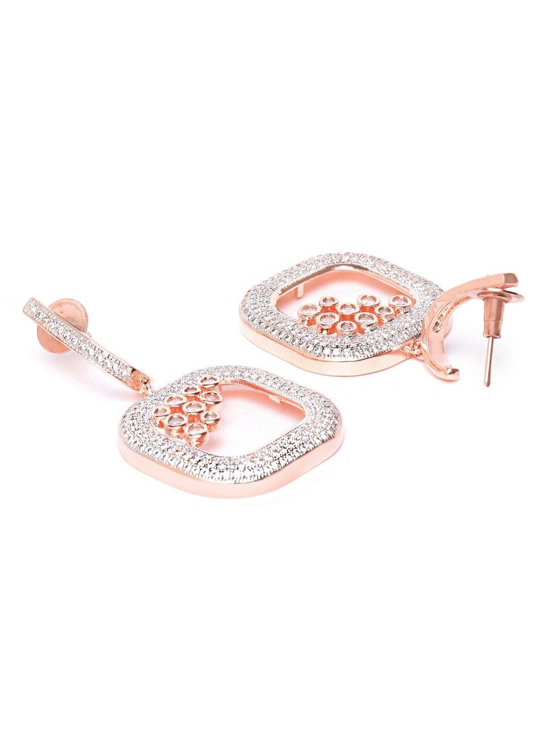Women's Rose Gold Square Shaped Earrings