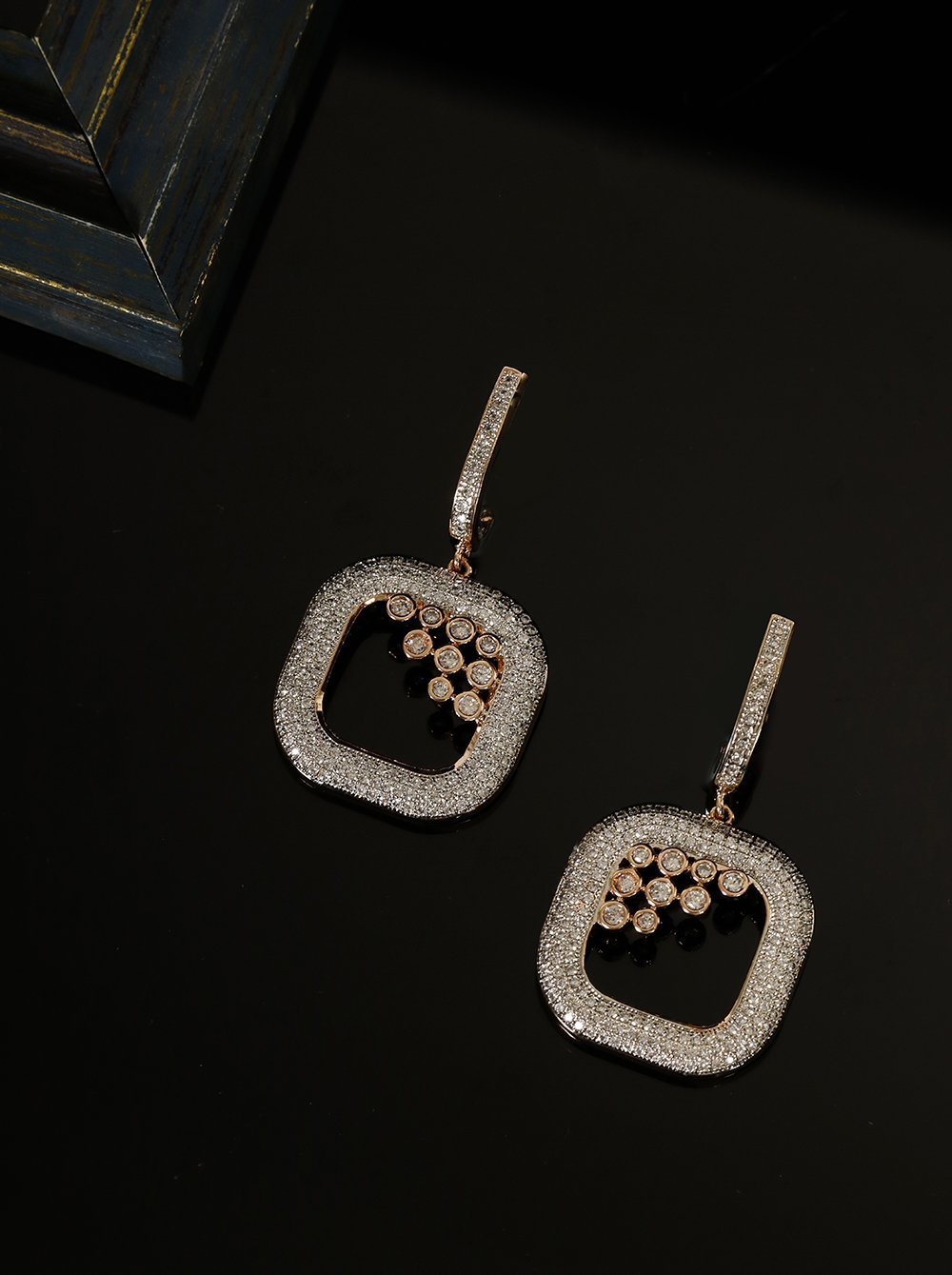 Women's Rose Gold Square Shaped Earrings