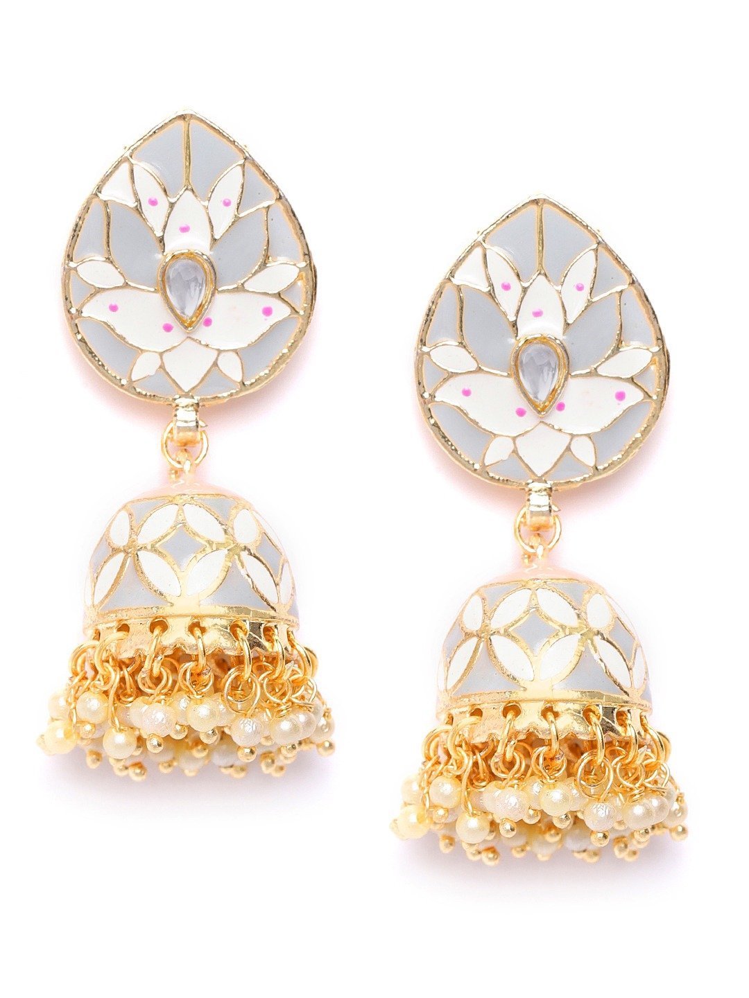 Women's Grey Colored Ethnic Wear Jhumkas