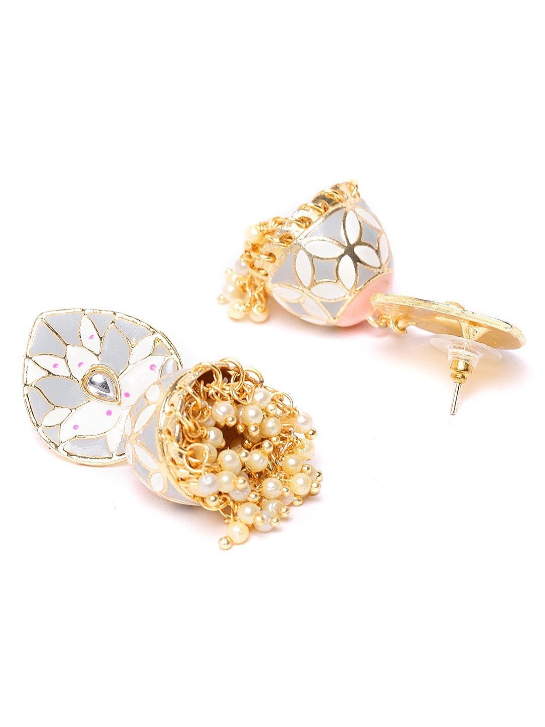 Women's Grey Colored Ethnic Wear Jhumkas