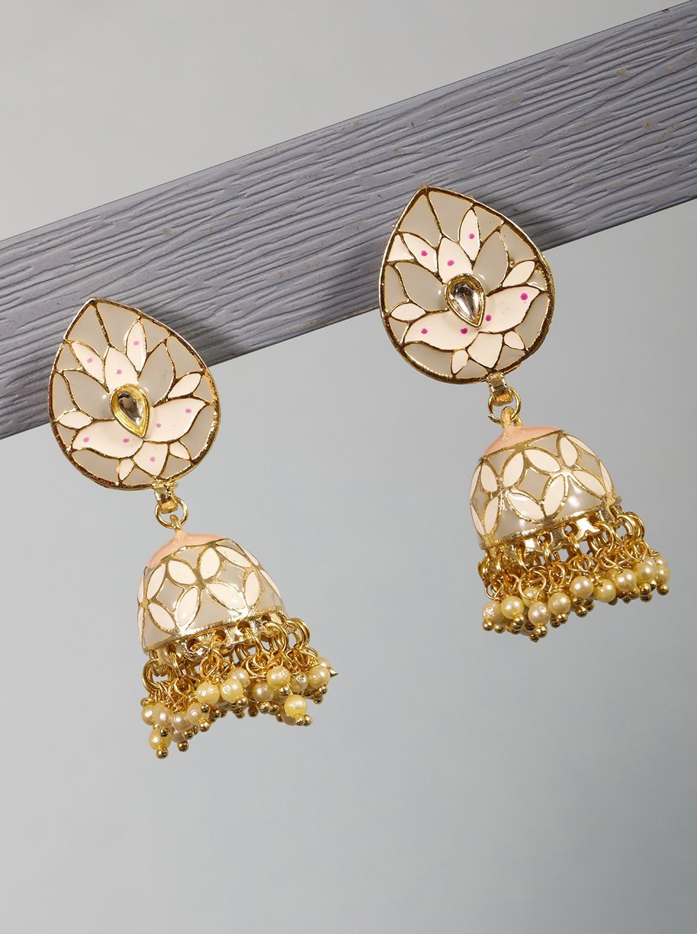 Women's Grey Colored Ethnic Wear Jhumkas