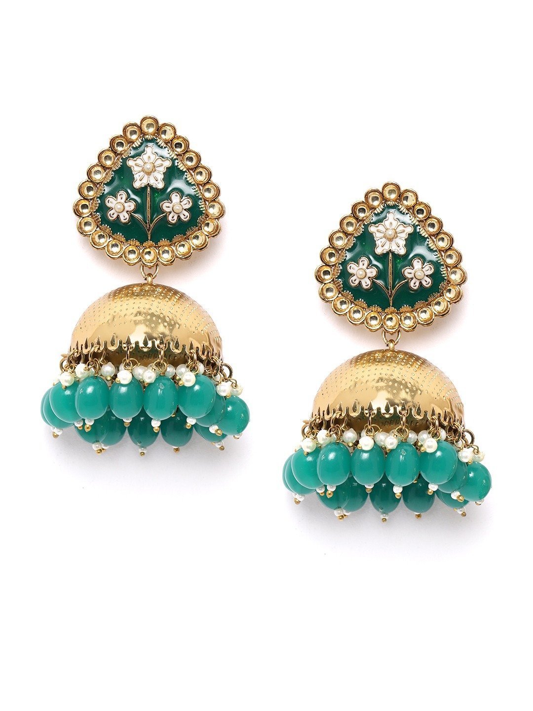 Women's Green Colored Ethnic Beautiful Jhumkas