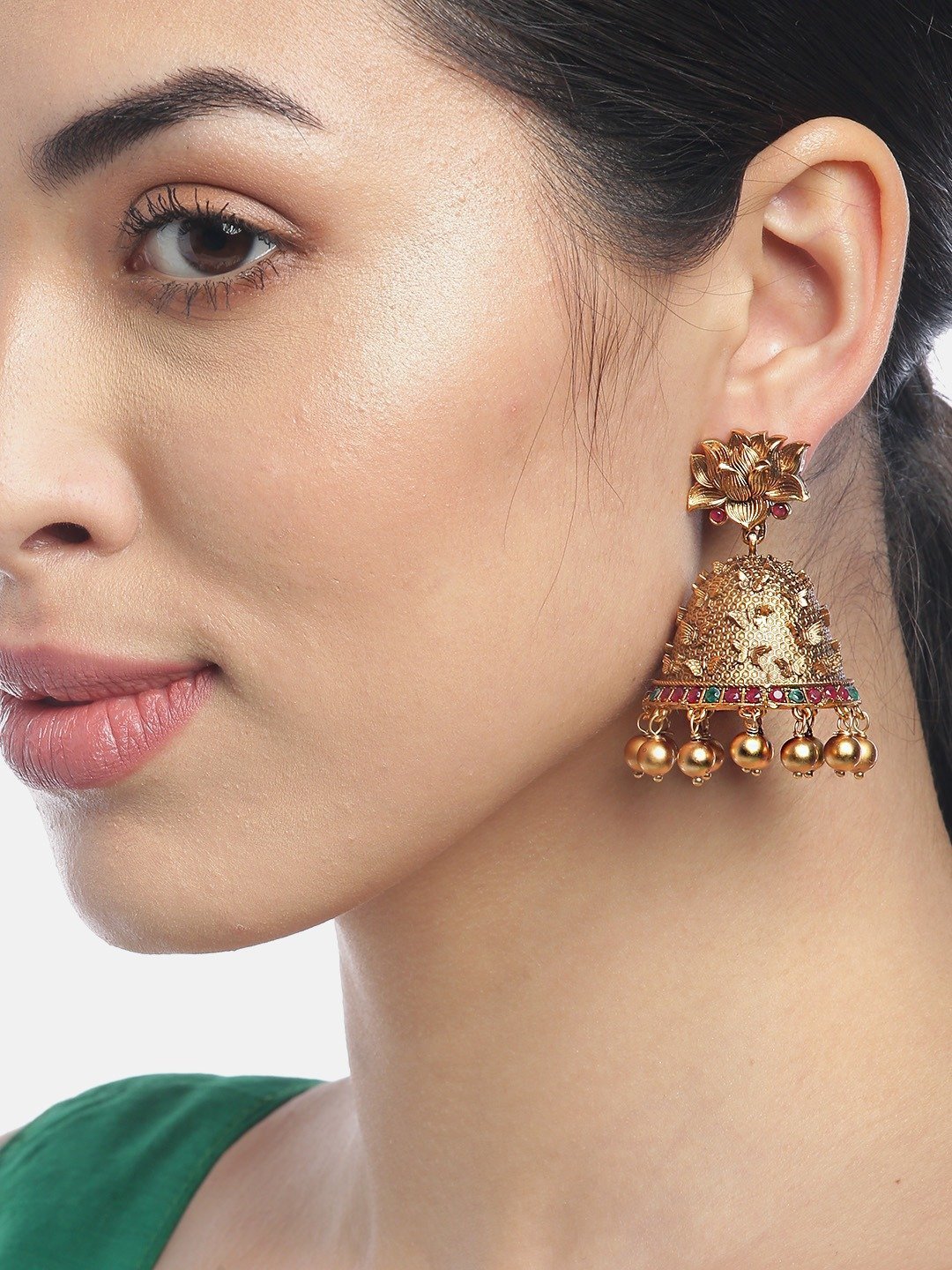 Women's Gold Plated Butterfly Shaped Jhumka Earrings