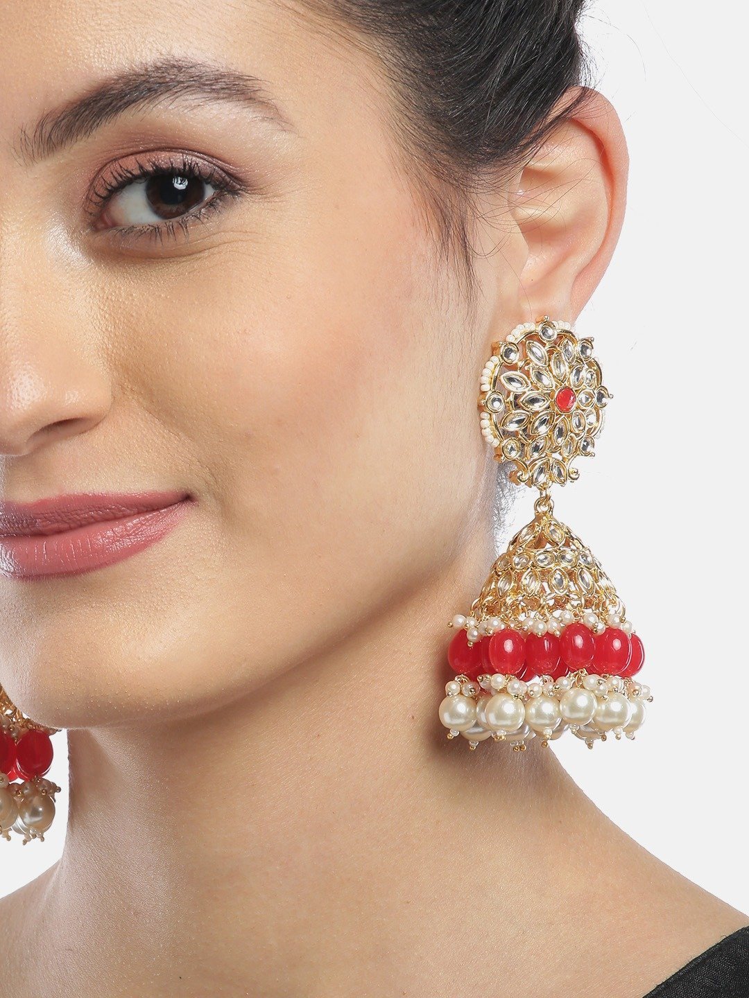 Women's Kundan Studded Gold Plated Earrings