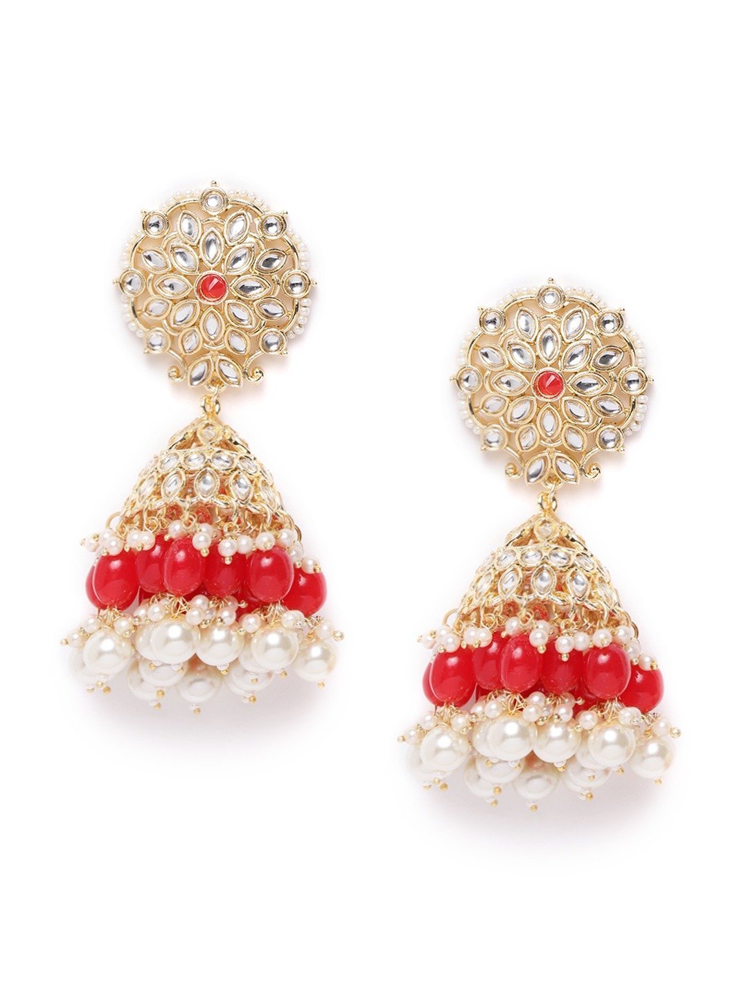 Women's Kundan Studded Gold Plated Earrings