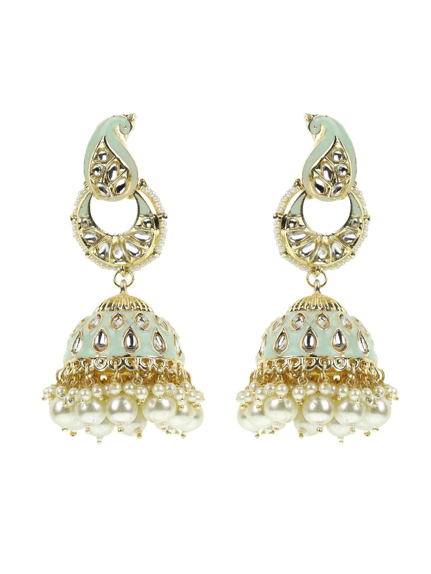 Women's Kundan Studded and beaded Jhumka Earring