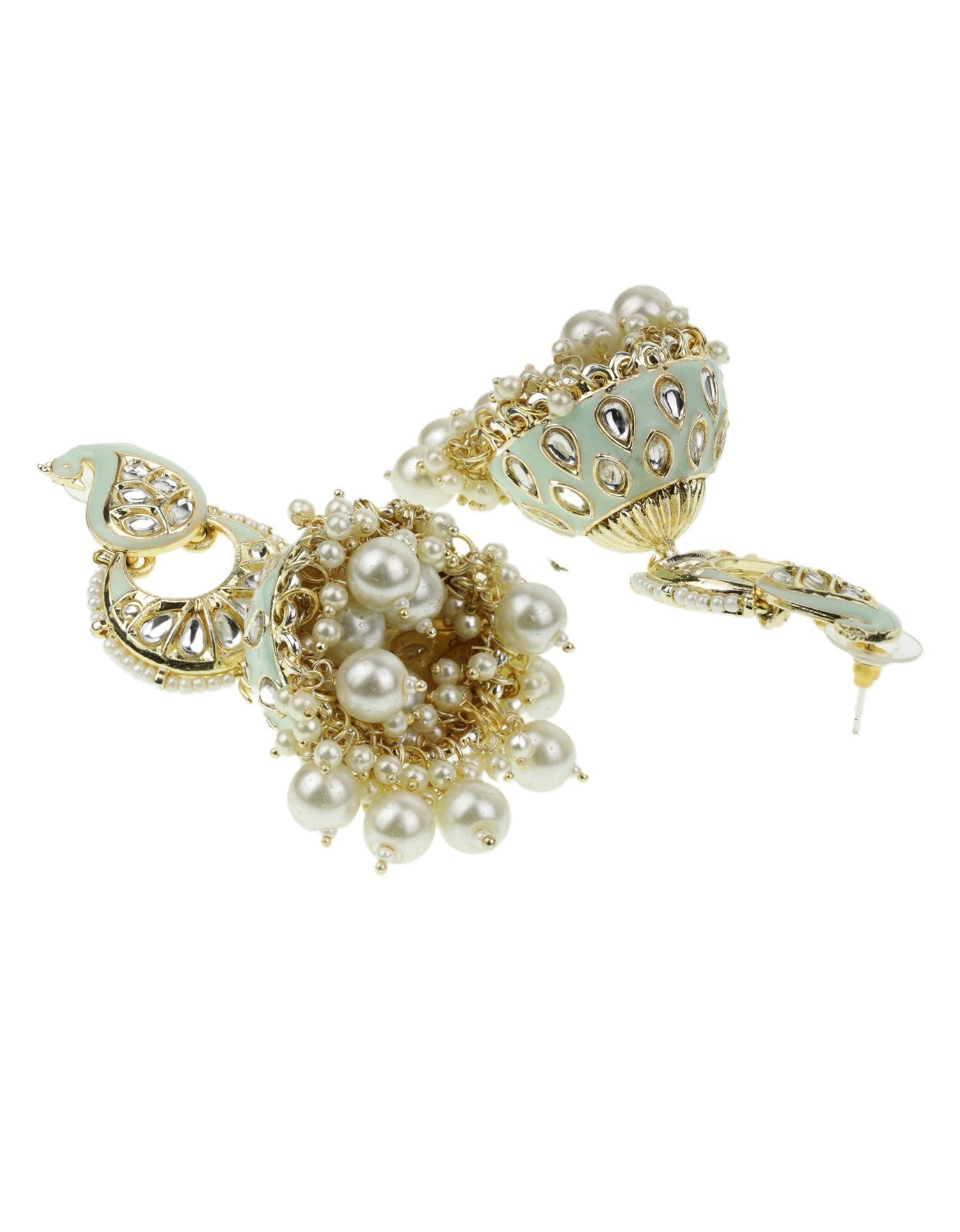 Women's Kundan Studded and beaded Jhumka Earring