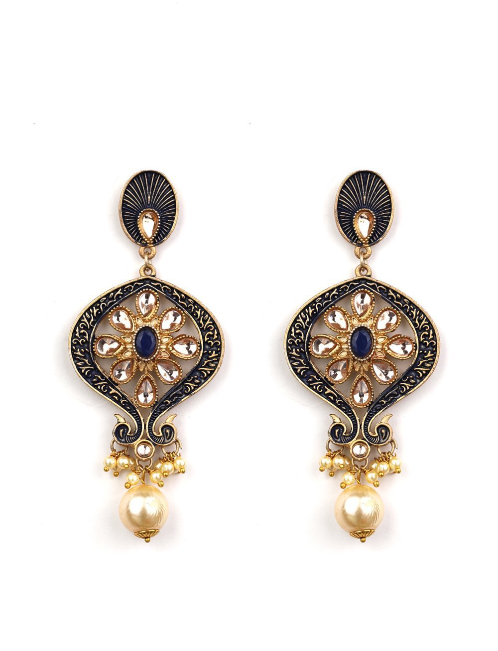 Women's Kundan Studded and Beaded Earrings