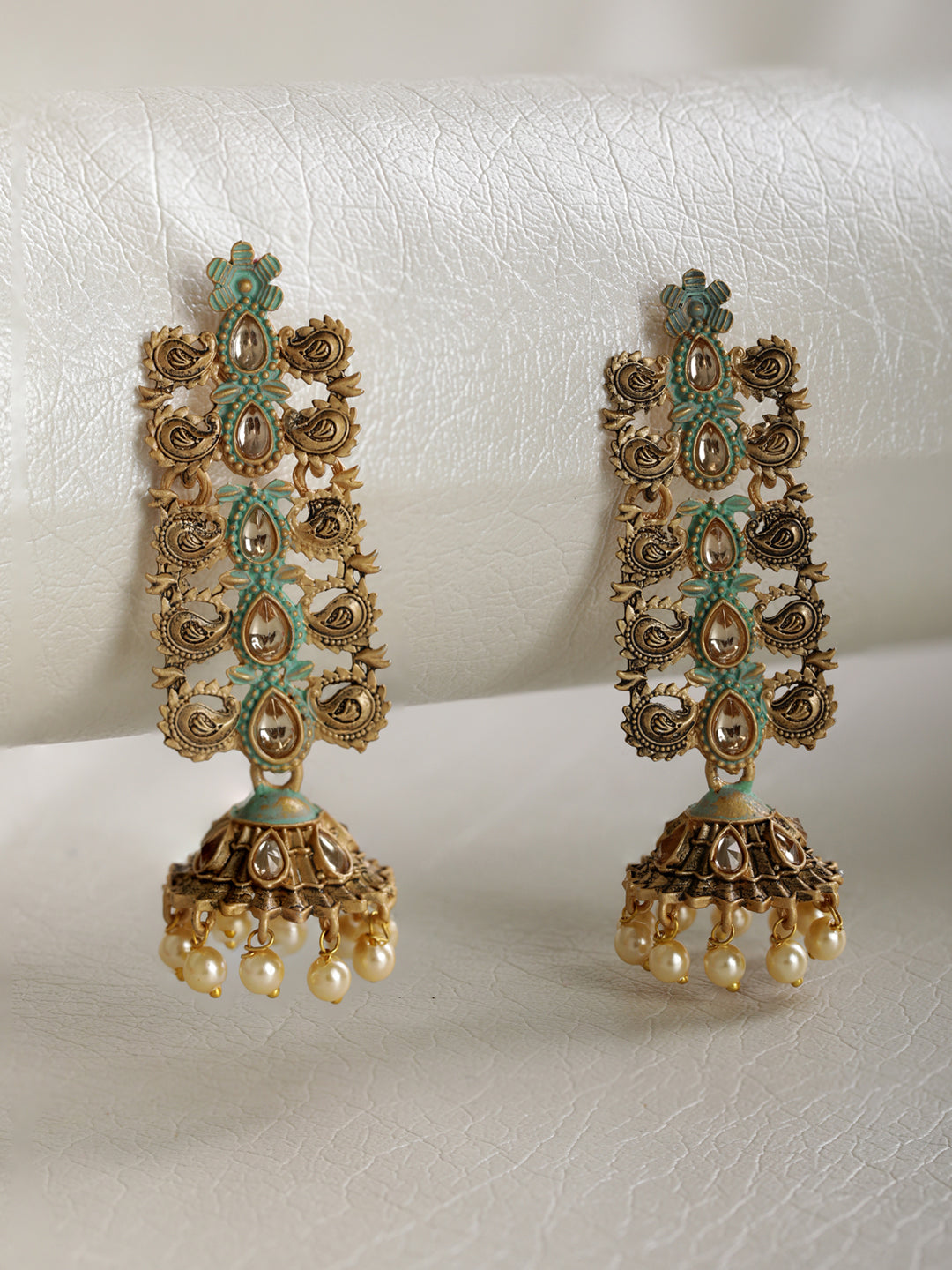 Women's  Kundan Beads Gold Plated Traditional Drop Earring