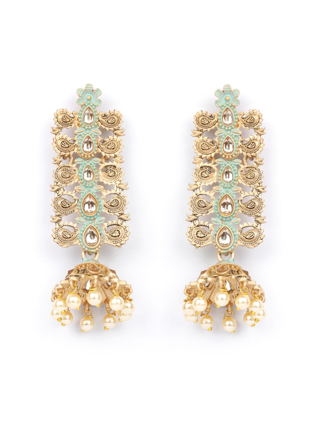 Women's  Kundan Beads Gold Plated Traditional Drop Earring