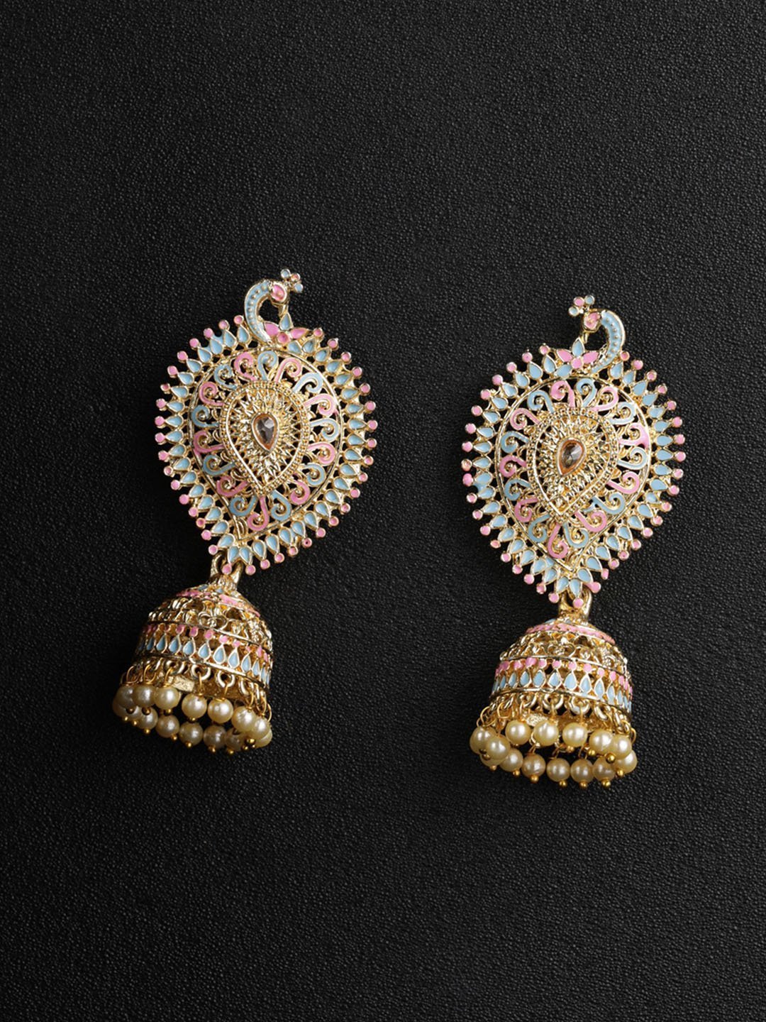 Women's Peacock Shaped Meenakari Drop Earring