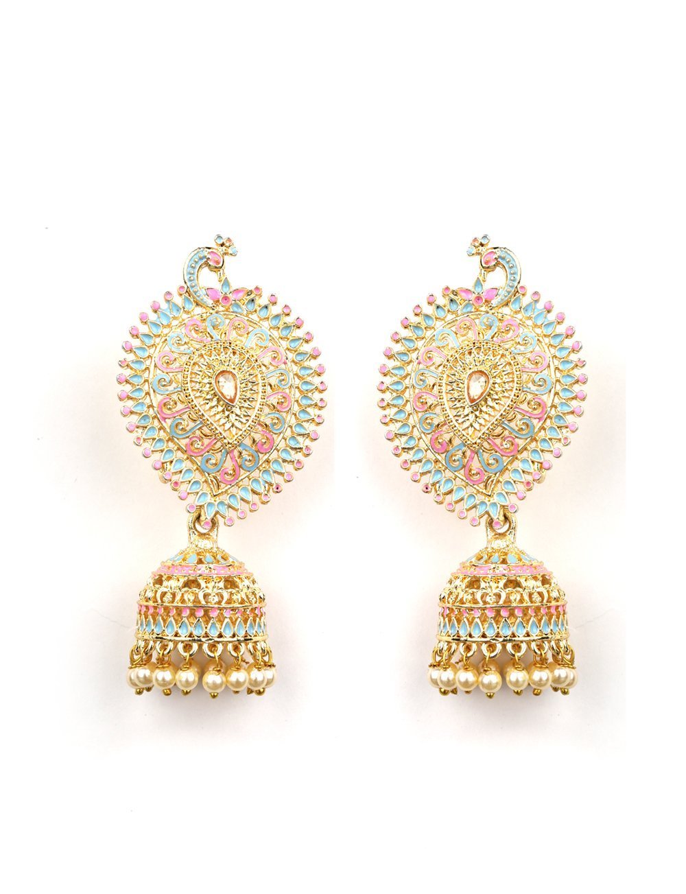 Women's Peacock Shaped Meenakari Drop Earring
