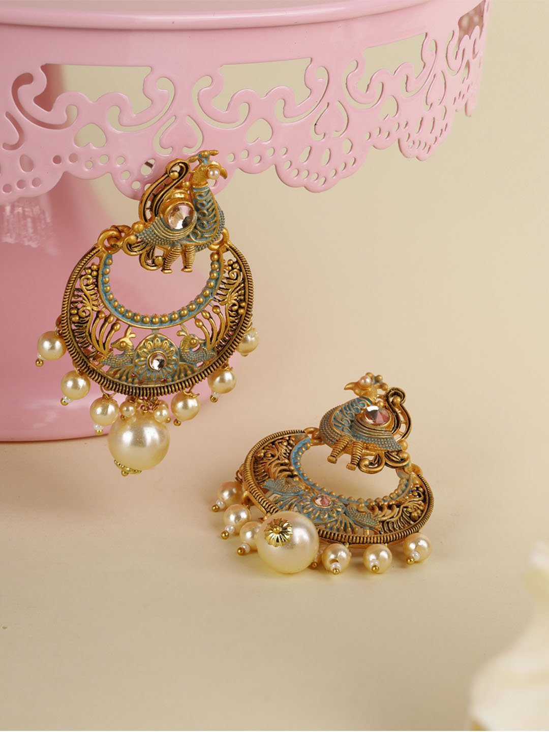Women's Peacock Shaped Meenakari Drop Earring
