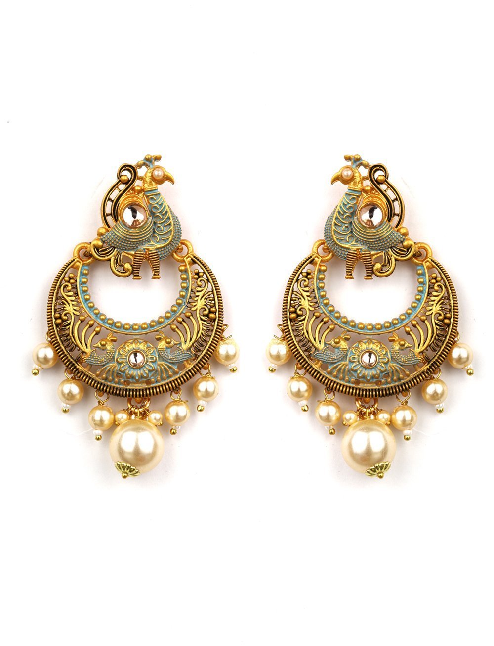 Women's Peacock Shaped Meenakari Drop Earring